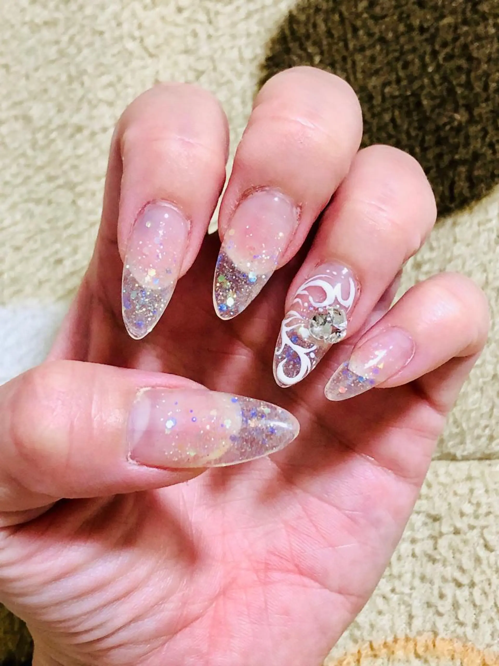 ネイル アートネイル グラデーション レース ラメ(グリッター) ラメグラデーション chii nailのネイルデザイン