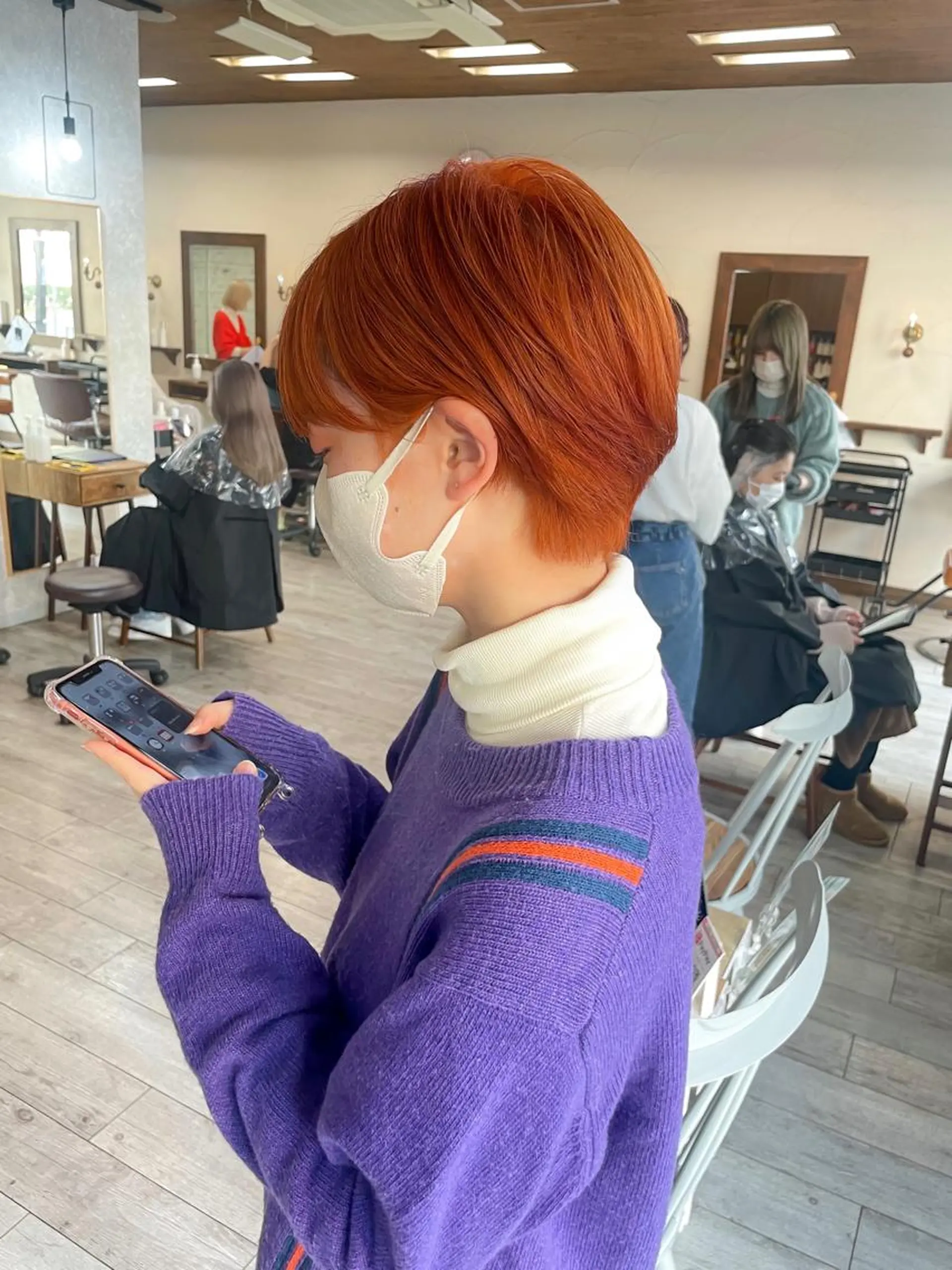 ショート カラー オレンジ ショートヘア 高橋 みく/ minim 暖色のヘアスタイル