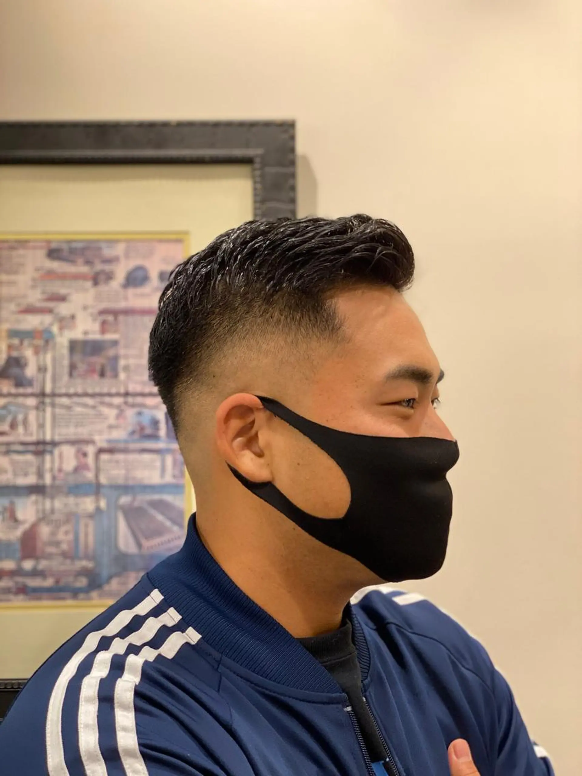 ショート パーマ メンズ フェードカット メンズパーマ スキンフェード ヒロ銀座 BARBAR SHOP 新宿所属・土井 康永のヘアスタイル