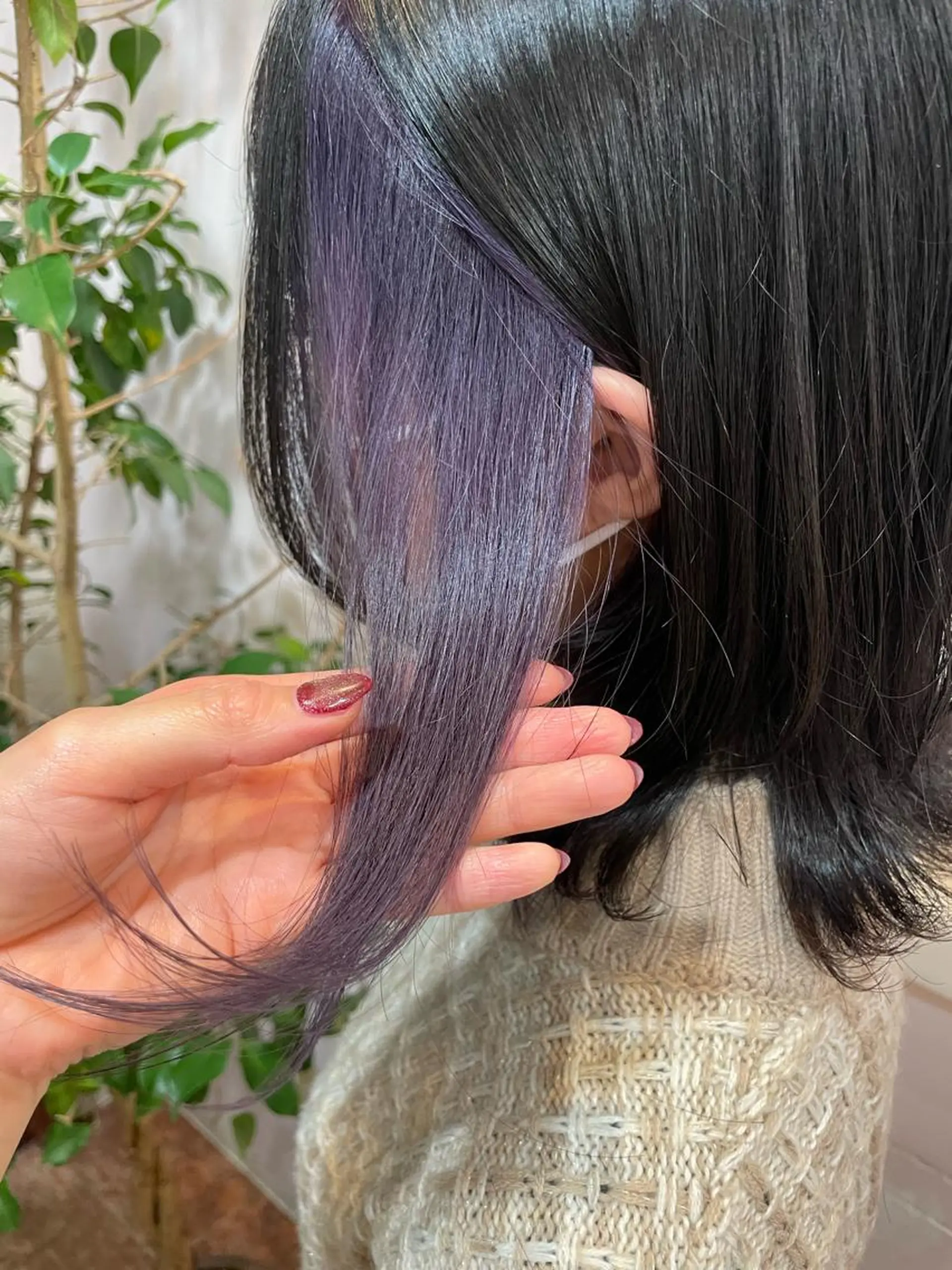 ミディアム カラー ヘアアレンジ インナーカラー パープルカラー 🌸HONOKA🌸 【グレージュ】のヘアスタイル