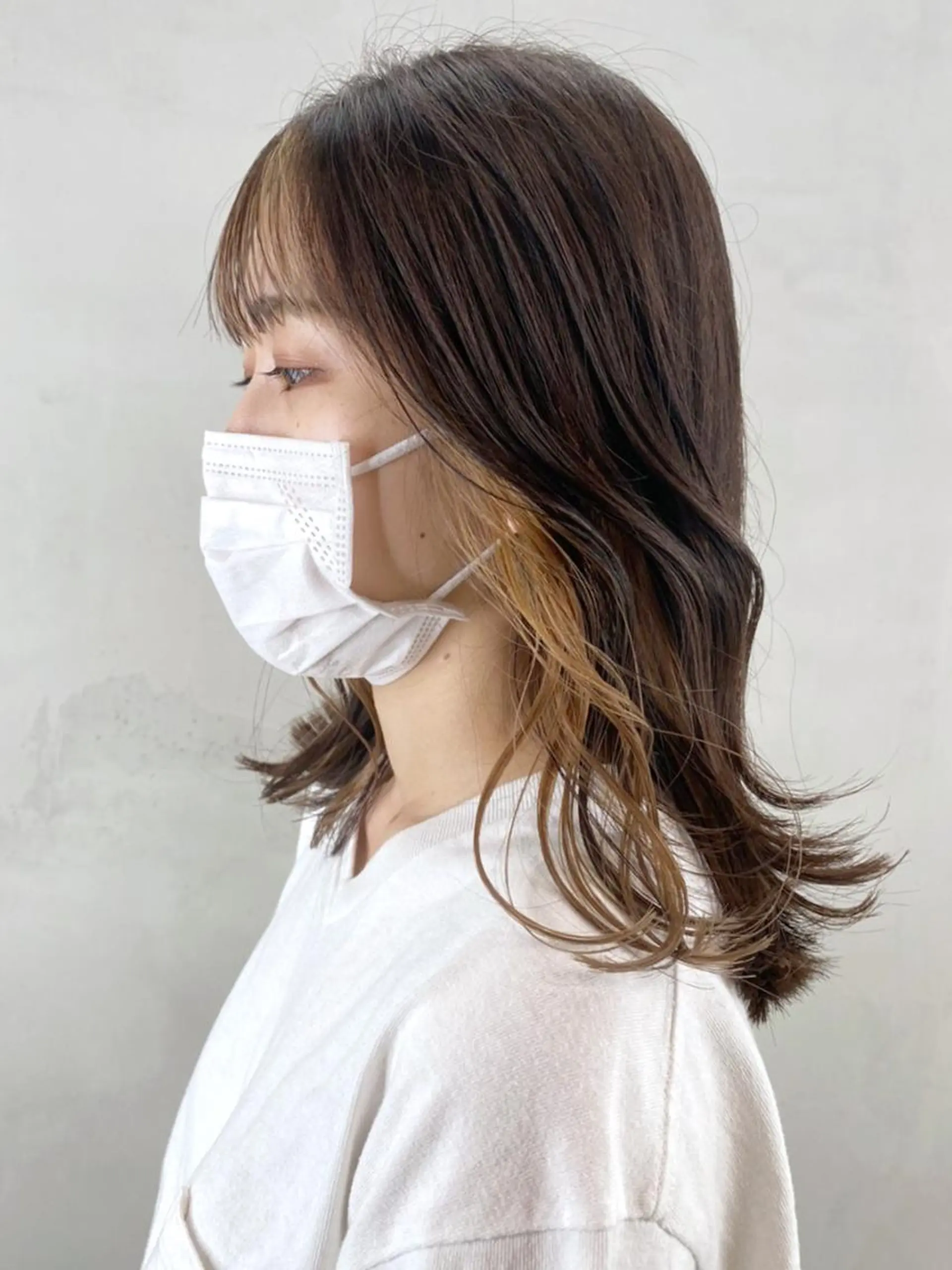 ミディアム カラー ヘアアレンジ パーマ ベージュカラー カット ヘアカラー トリートメント ITbyALBUM 松戸のヘアスタイル