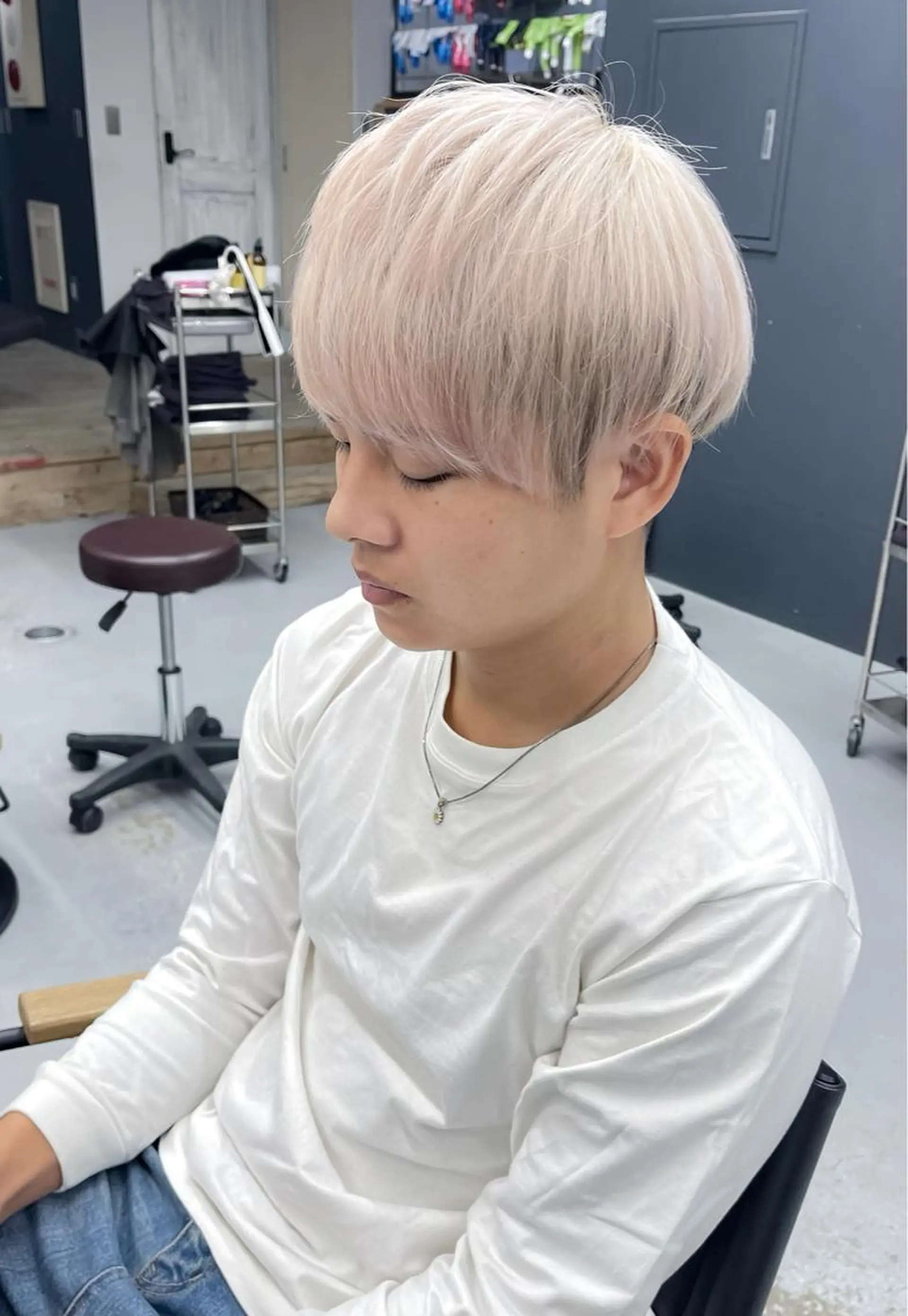 カラー メンズ メンズハイトーン ダブルカラー ハイトーンカラー カット ヘアカラー 森本裕/オーナー/ スパイラルパーマのヘアスタイル