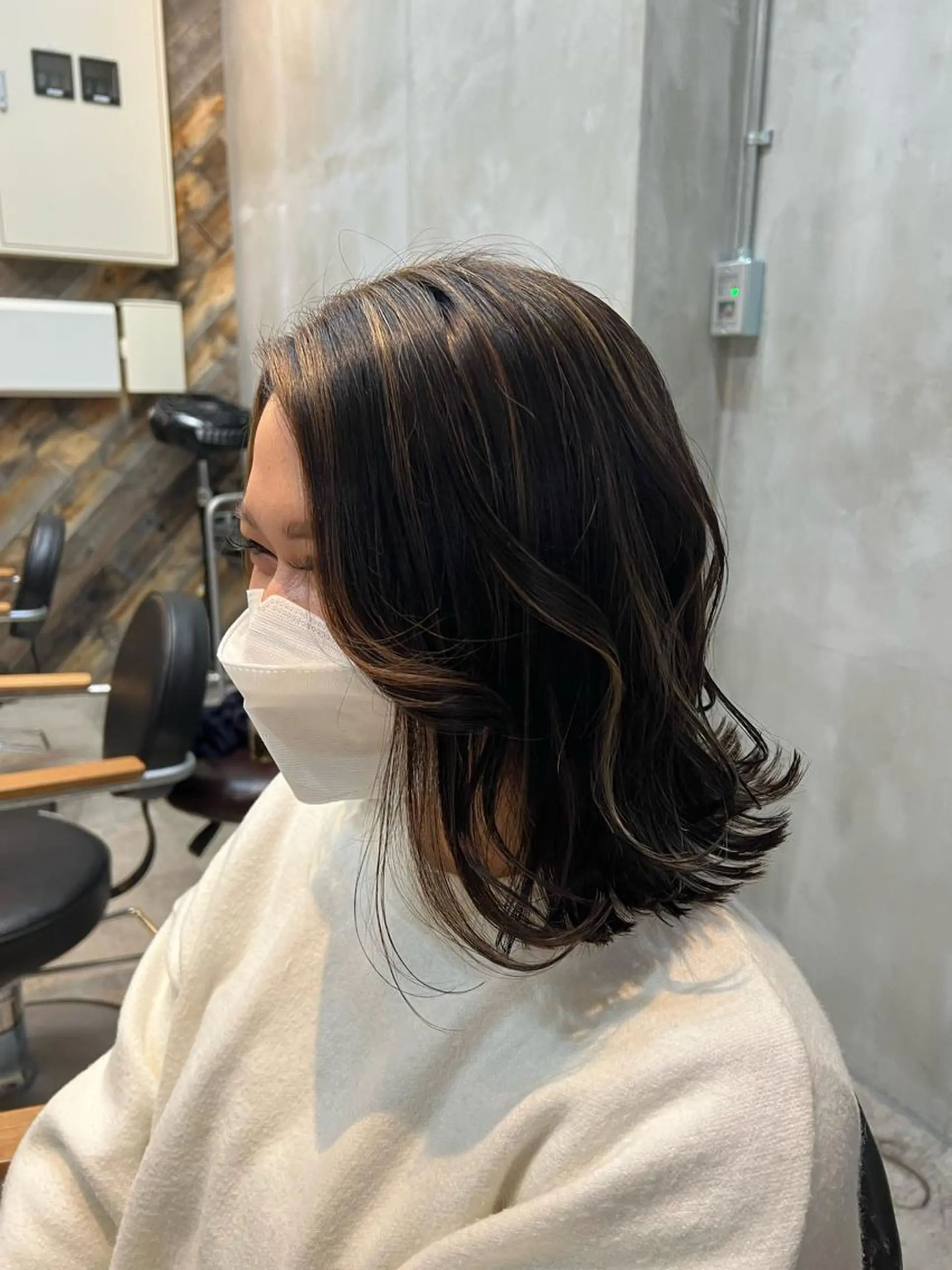 ミディアム カラー 切りっぱなしボブ ハイライトカラー ボブ ハイライト WishCuerpo 🫧YUUNA🫧のヘアスタイル