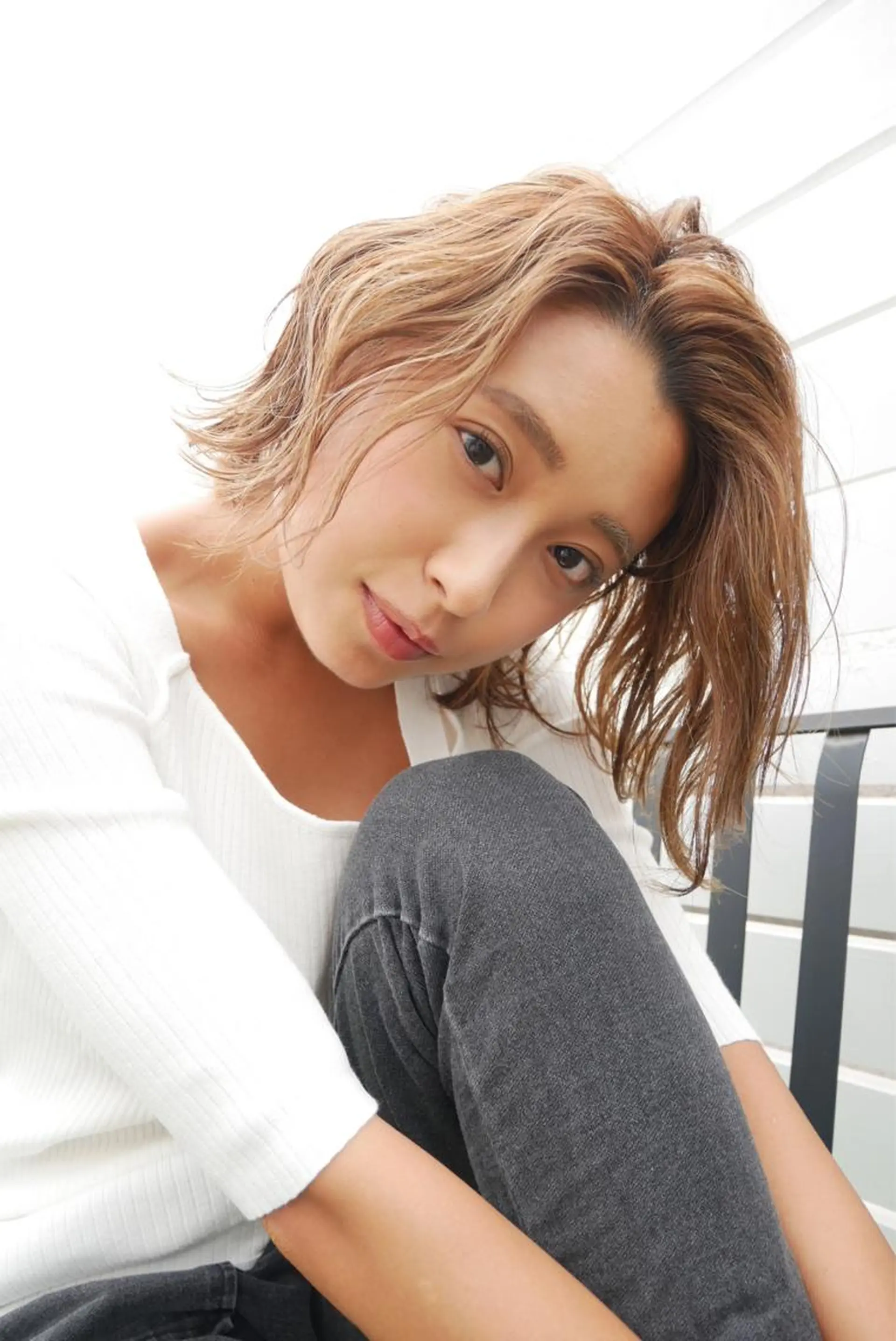 ミディアム 髪質改善ストレート、 カラー清野雄大のヘアスタイル