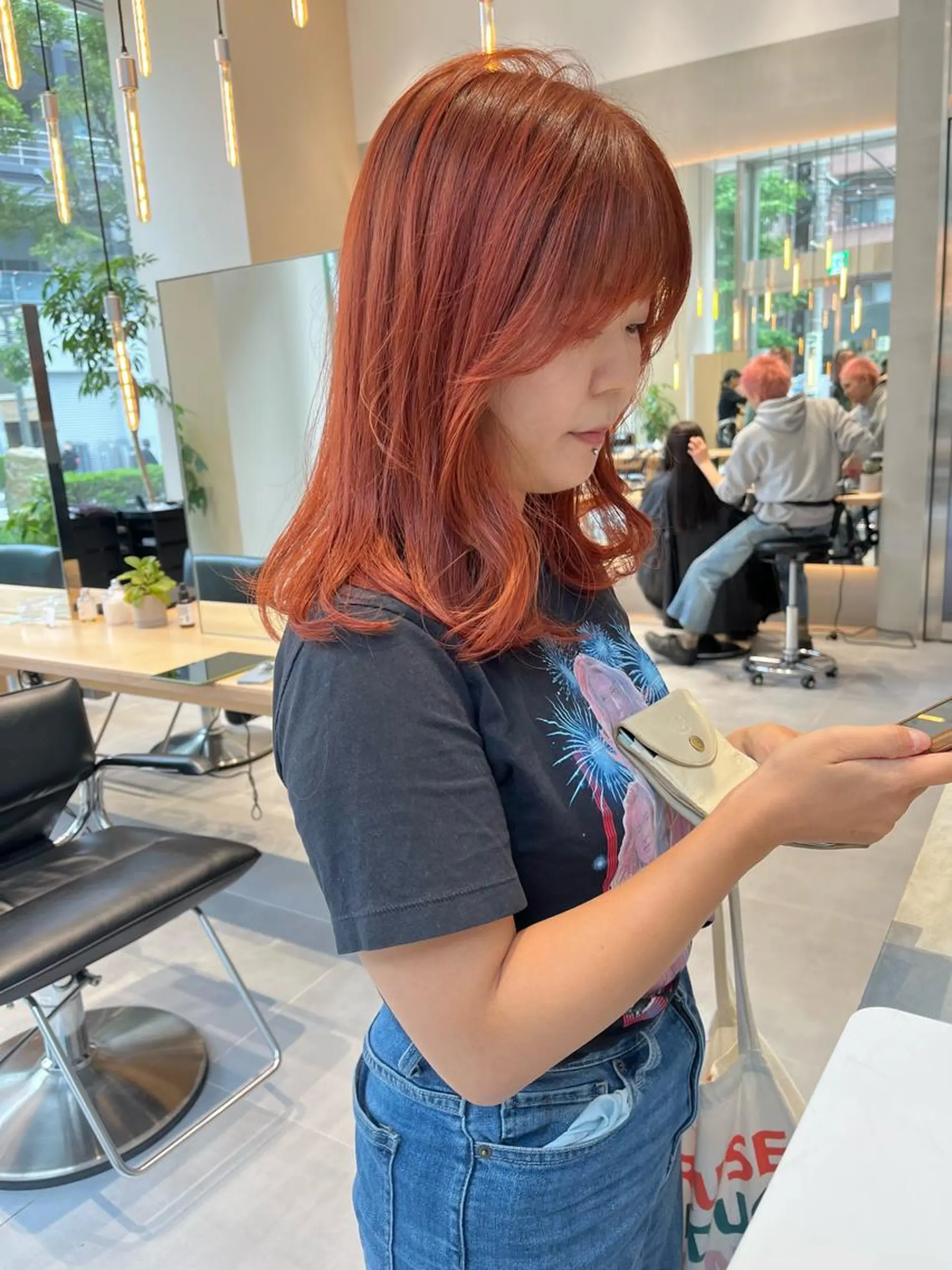 ミディアム カラー ヘアカラー トリートメント ヘアセット minami🪷 暖色カラーのヘアスタイル