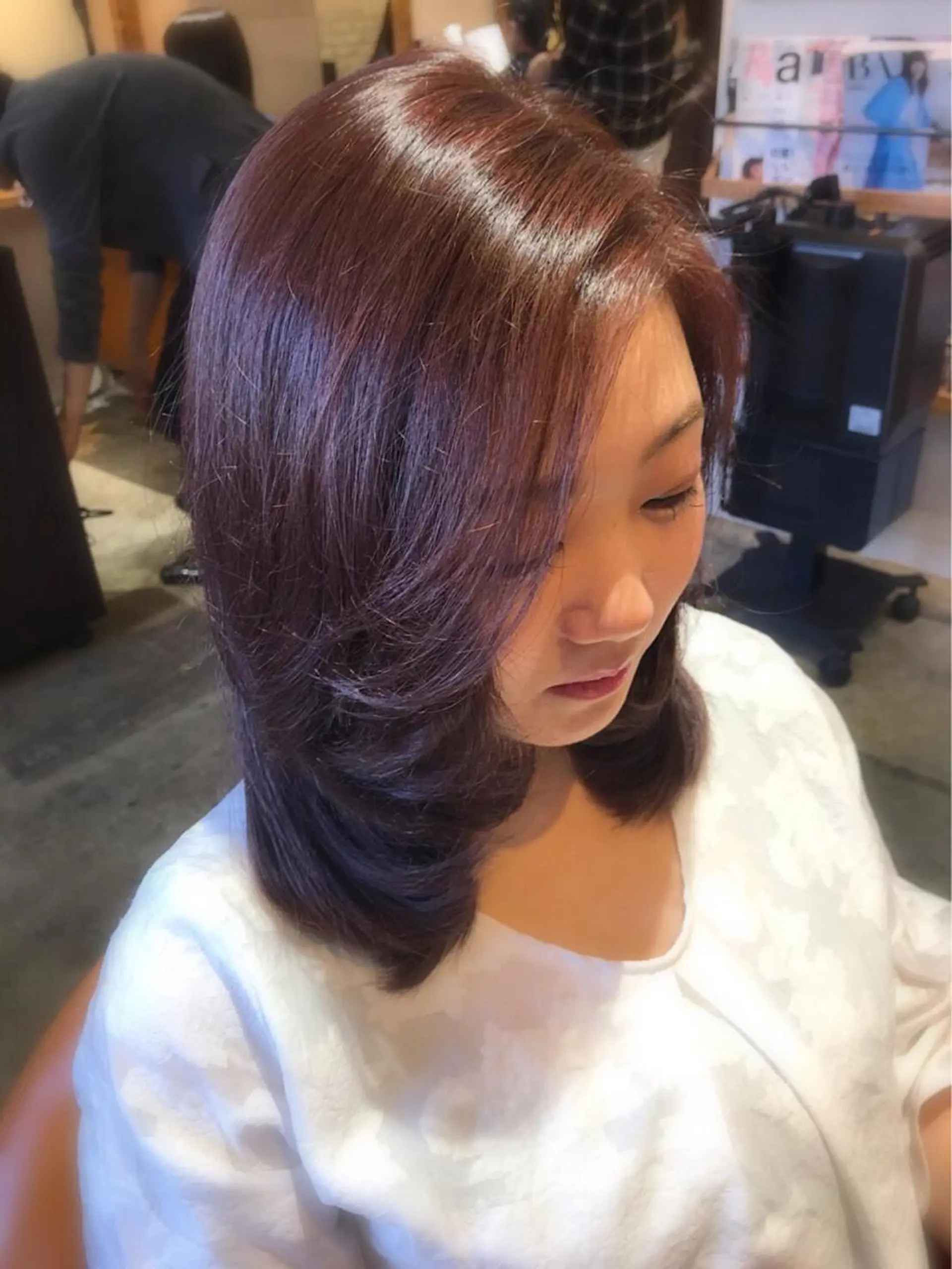 ミディアム カラー 髪質改善×矯正🫧 韓国ヘアasamiのヘアスタイル