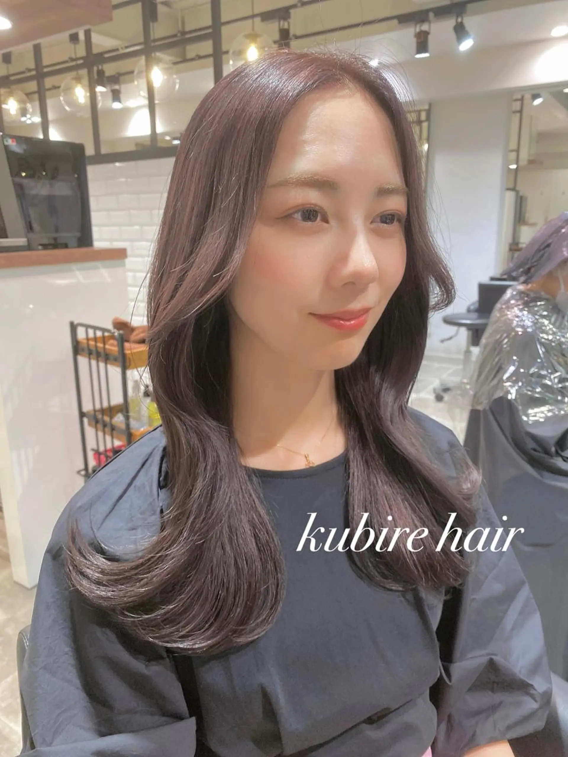 ロング カラー アッシュ バイオレットカラー バイオレットアッシュ くびれヘア ヨシンモリ カット ヘアカラー トリートメント 韓国レイヤー/ミルク ティー🦋高橋　暖のヘアスタイル