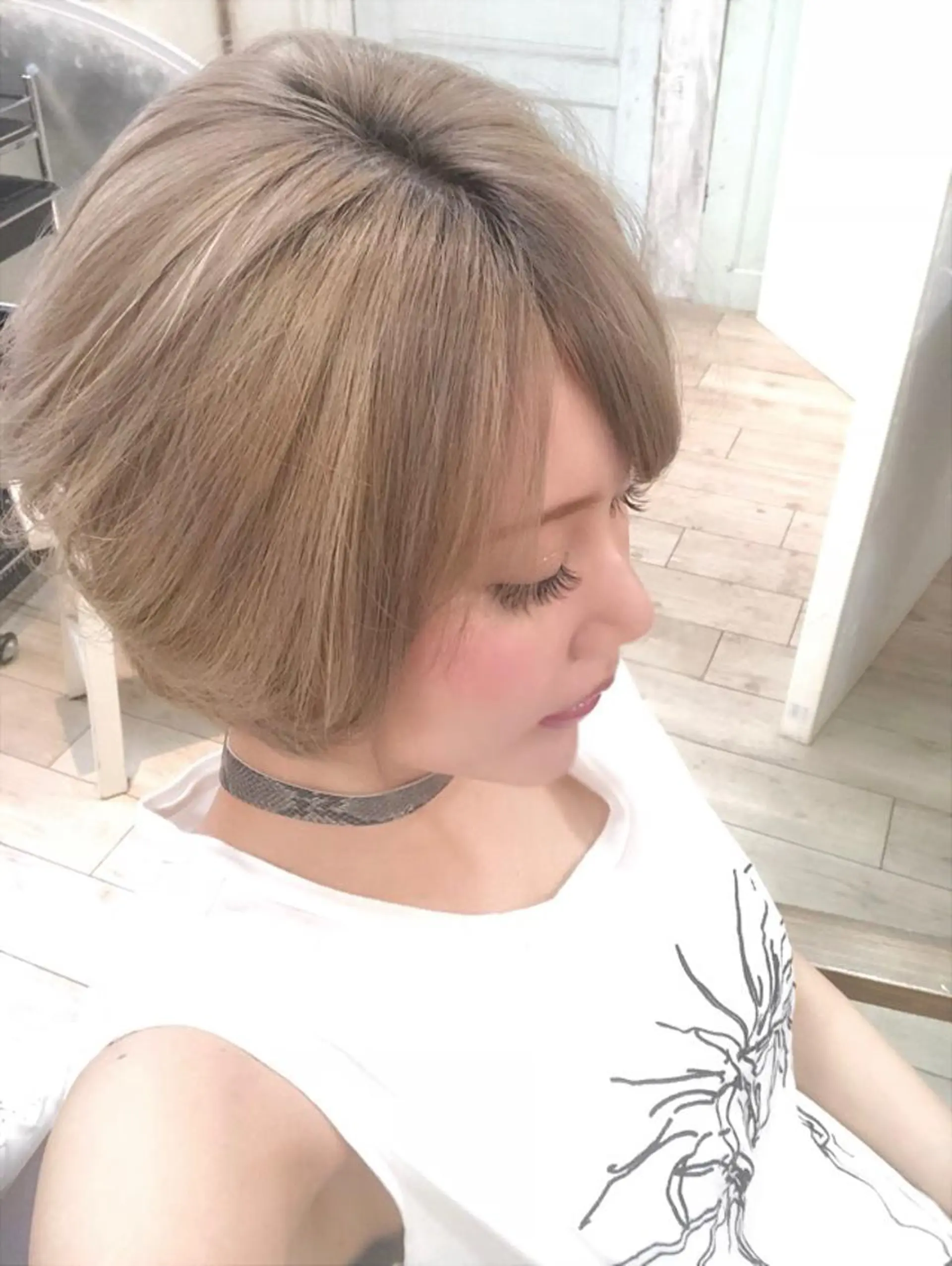 ショート カラー パーマ ヘアアレンジ ネイル マツエク・マツパ ベージュカラー ◆感動口コミ/最小顔 理論カット◆森口 峻のヘアスタイル