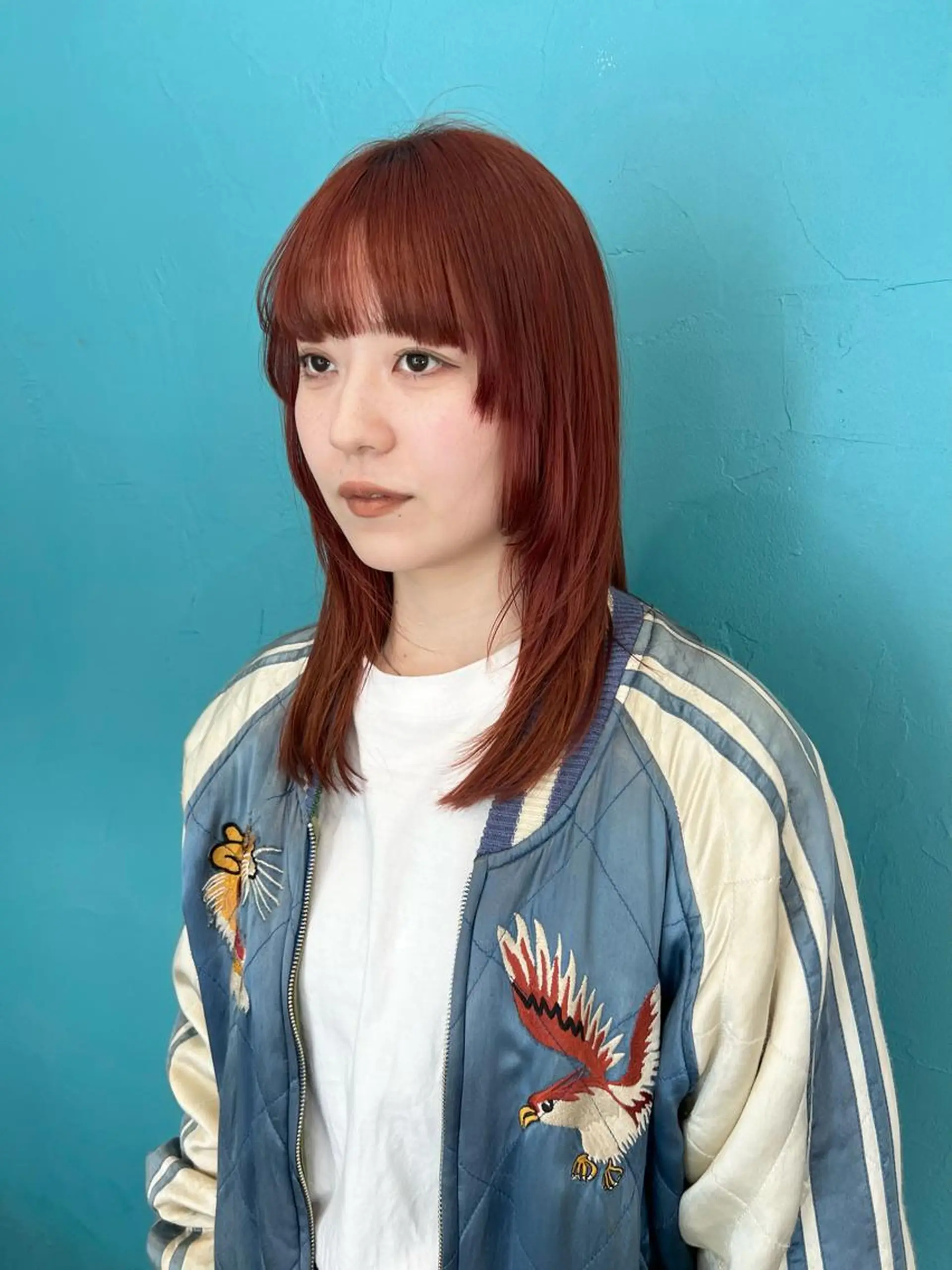 セミロング カラー 姫カット レイヤーカット カット ヘアカラー トリートメント 千葉 郁也のヘアスタイル