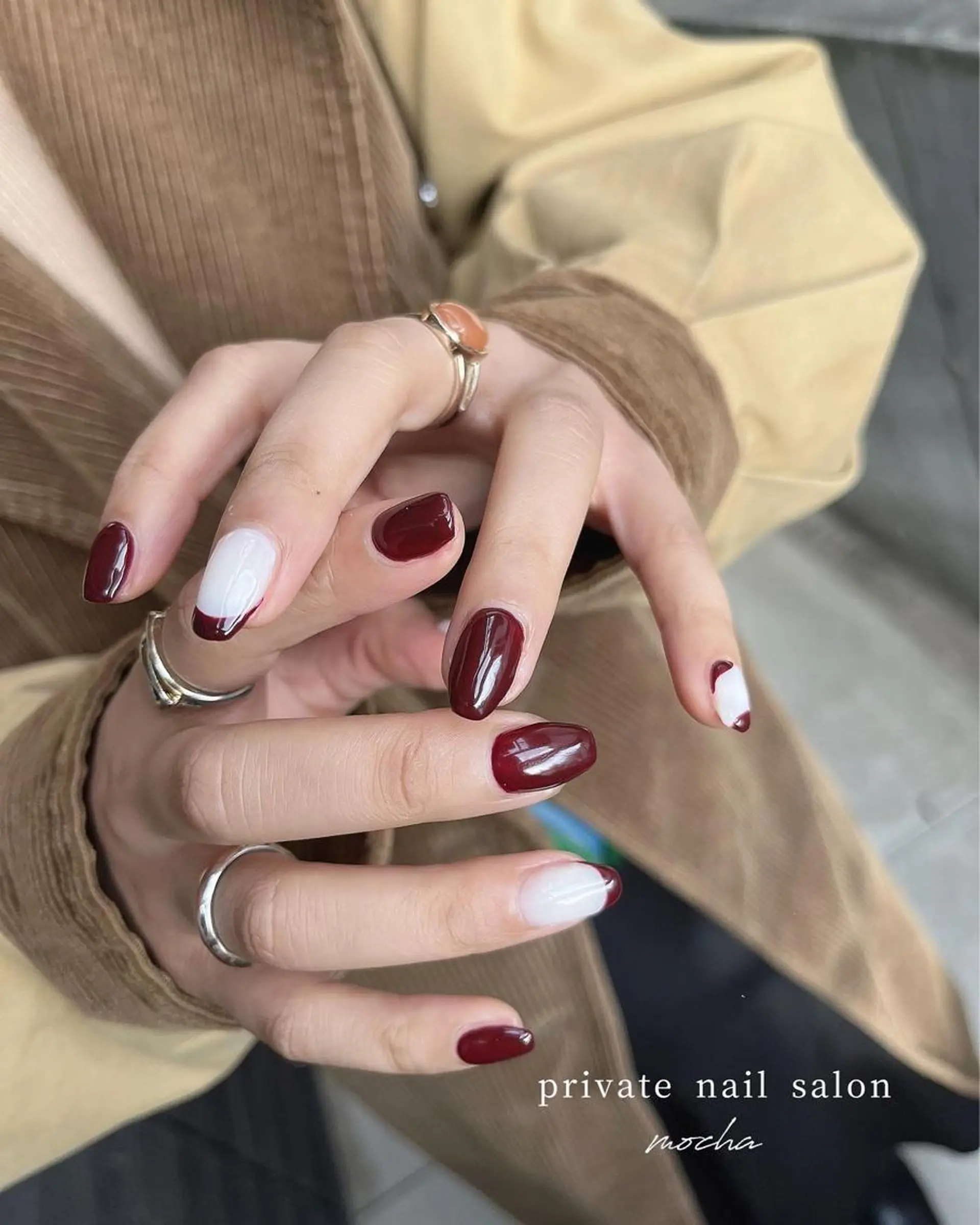 ネイル アートネイル カジュアル チークネイル フレンチネイル ジェルネイル ハンドネイル mocha nailのネイルデザイン