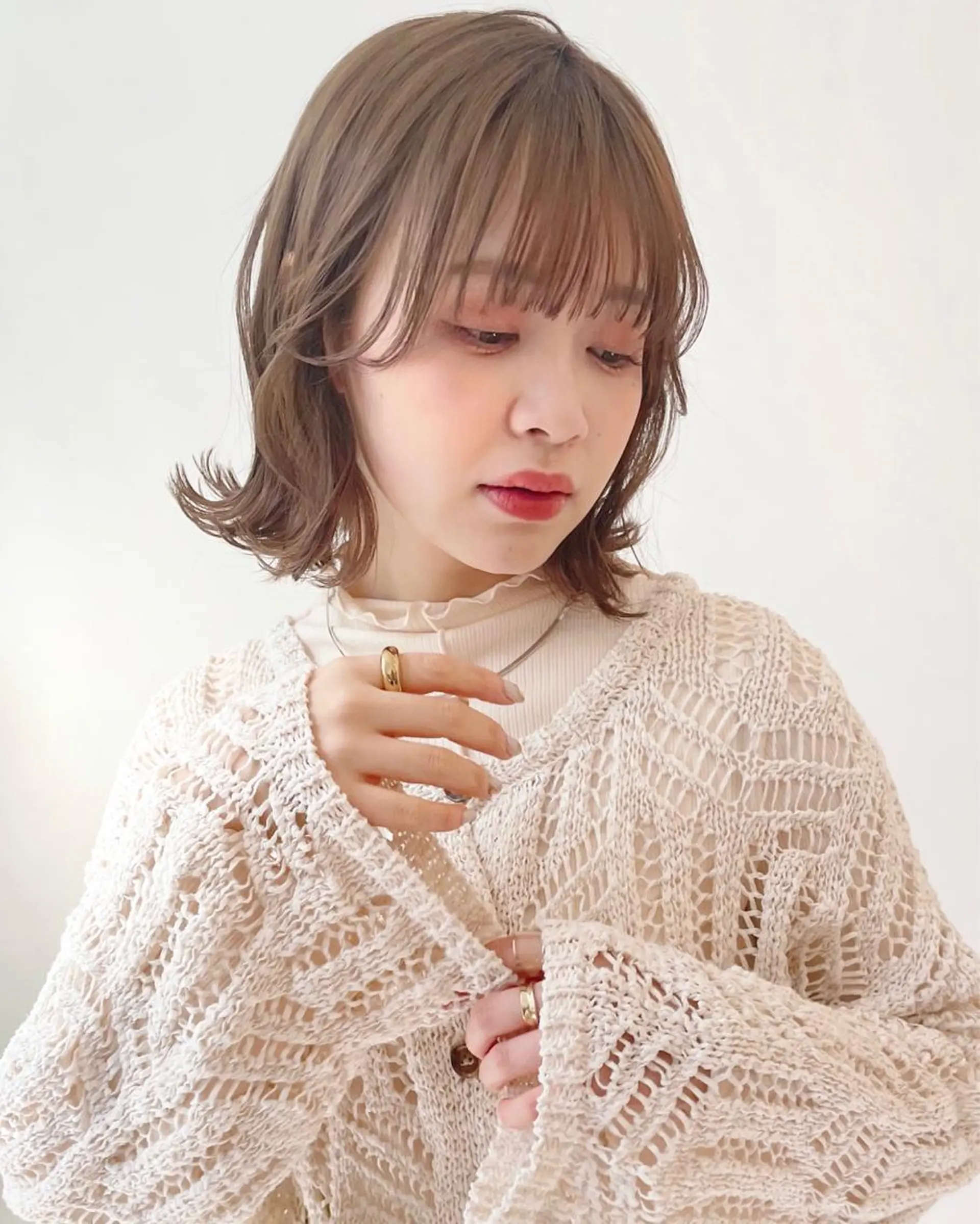 ミディアム 切りっぱなしボブ ボブ 外ハネヘア カット ヘアカラー 【ボブ/個室サロン】 癒し空間mimuraのヘアスタイル