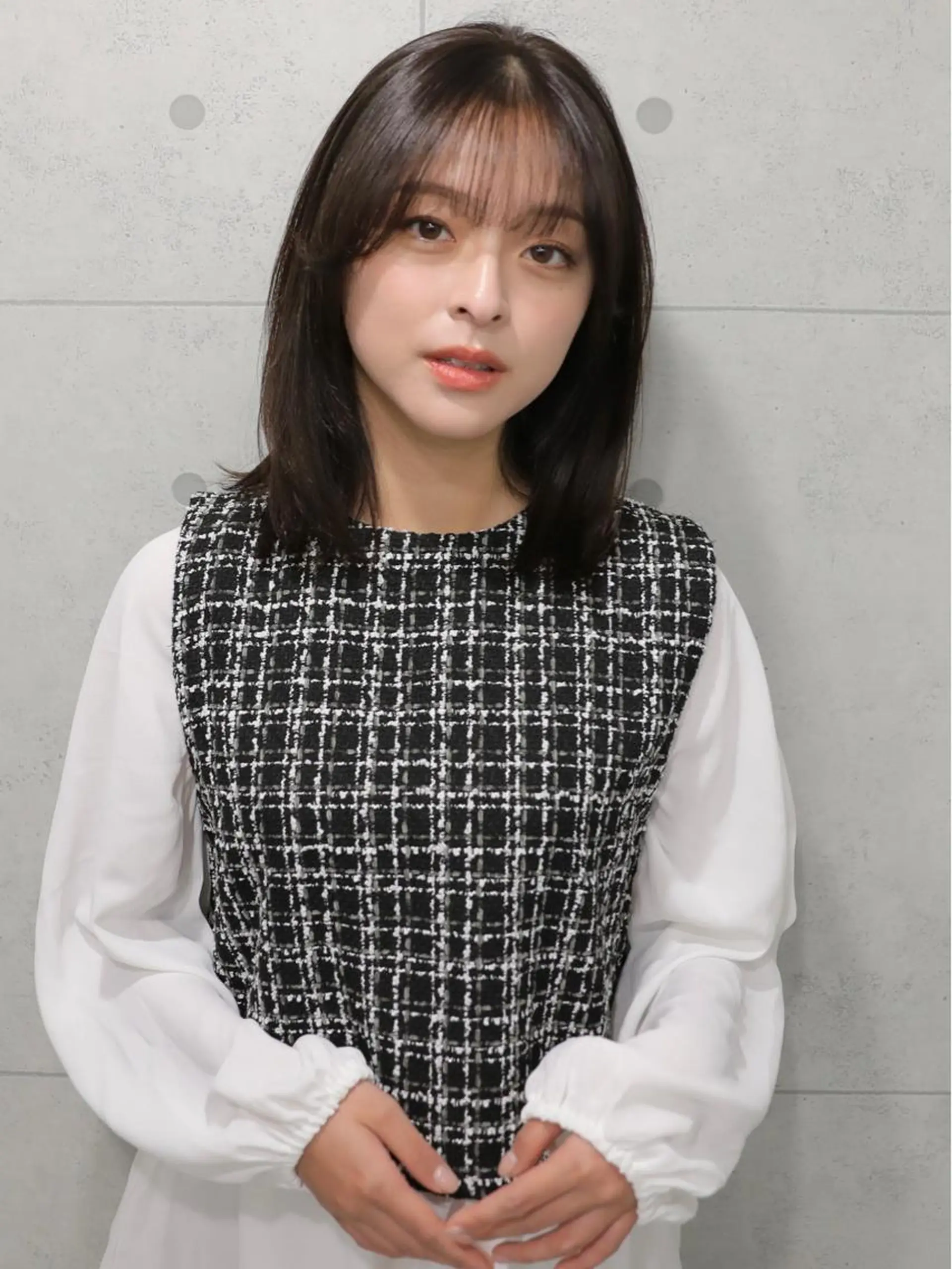 ミディアム ハイライト 髪質改善 小顔カット Endearing 銀座/レイヤーカットのヘアスタイル