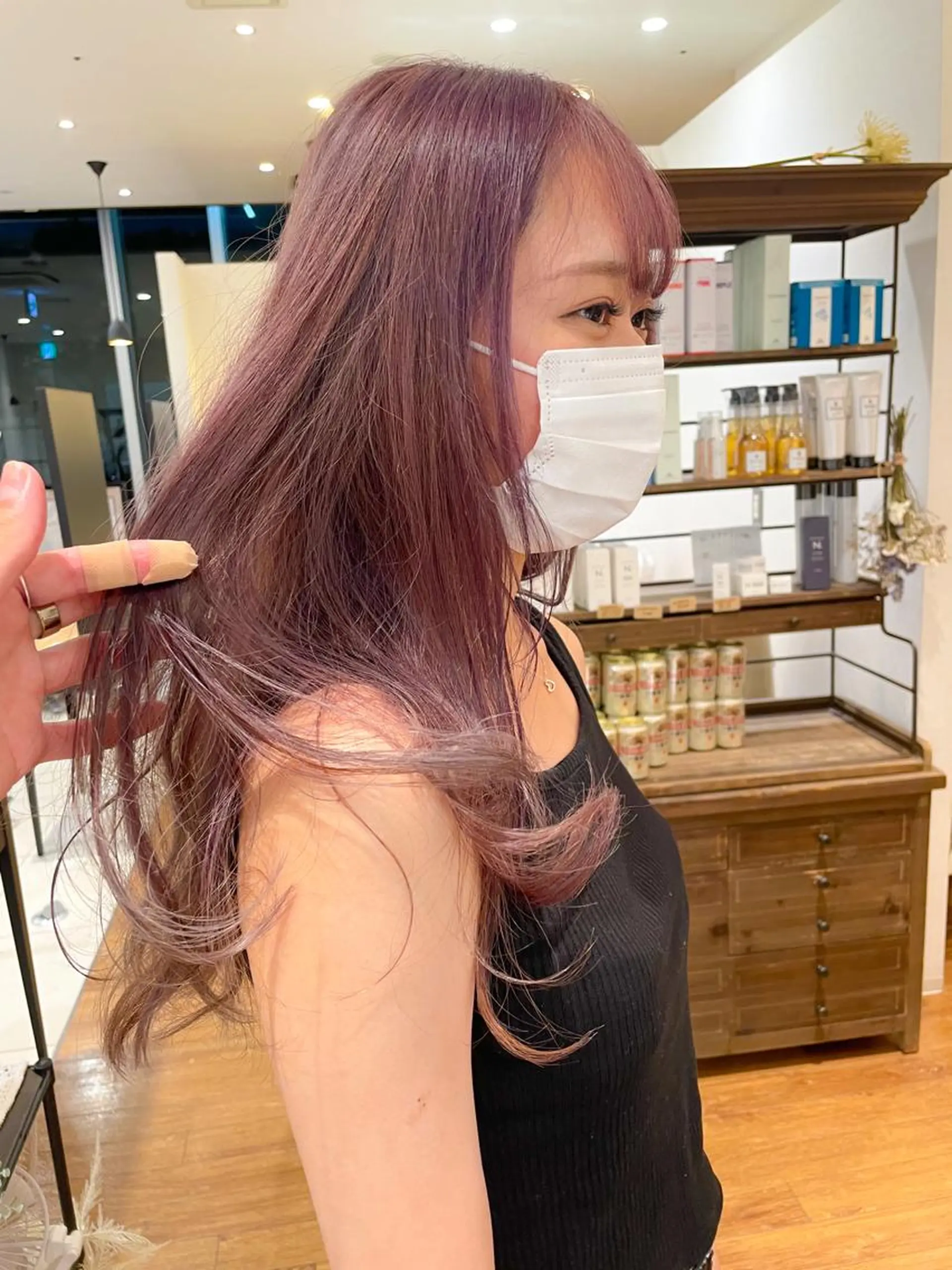 ロング カラー グレージュ ラベンダーカラー ラベンダーグレージュ ラベンダーグレー 髪質改善/ブリーチ 田代 龍我のヘアスタイル