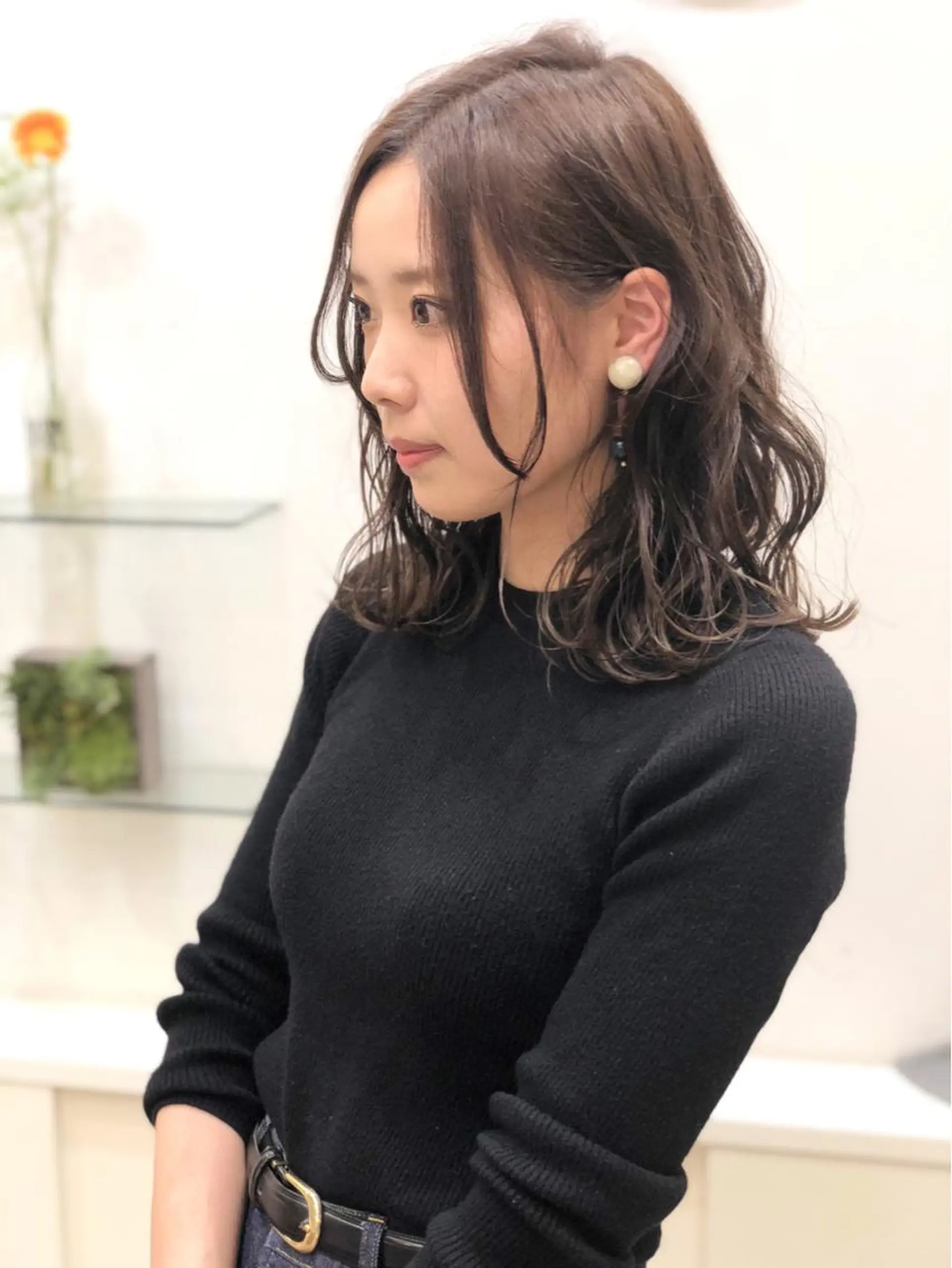 ミディアム カラー ミディアムパーマ 伸ばしかけ ディレクター ノナカのヘアスタイル