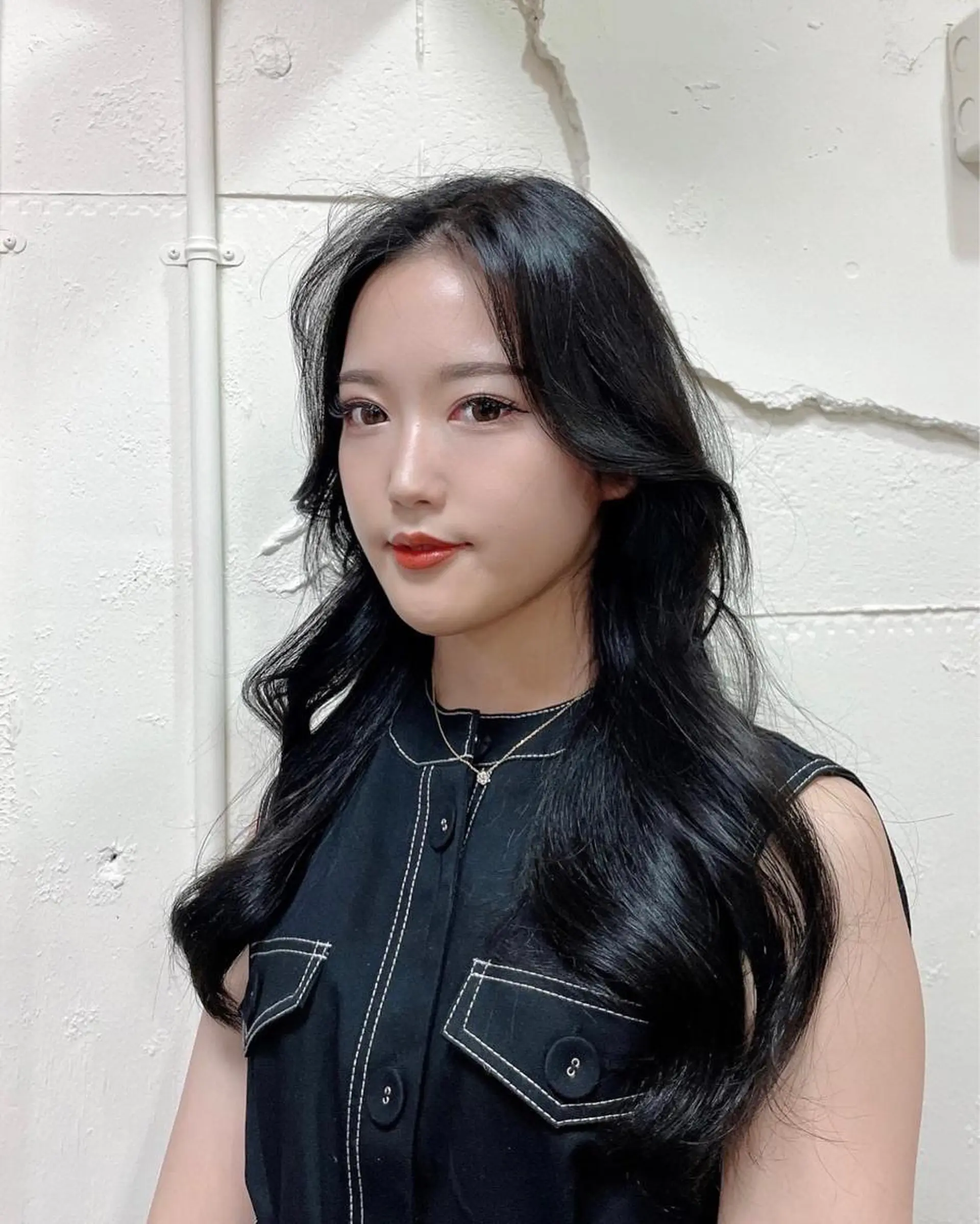 ロング 韓国ヘア レイヤーカットのヘアスタイル