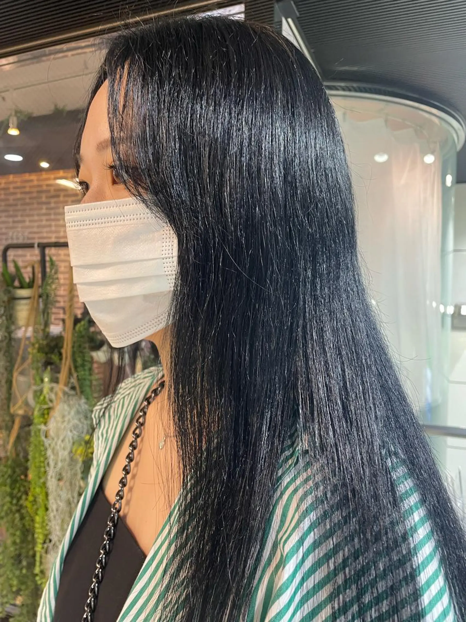 セミロング カラー 黒髪 ブルーカラー ブルーブラック メンズ/艶髪/カラー サクラ🌸のヘアスタイル