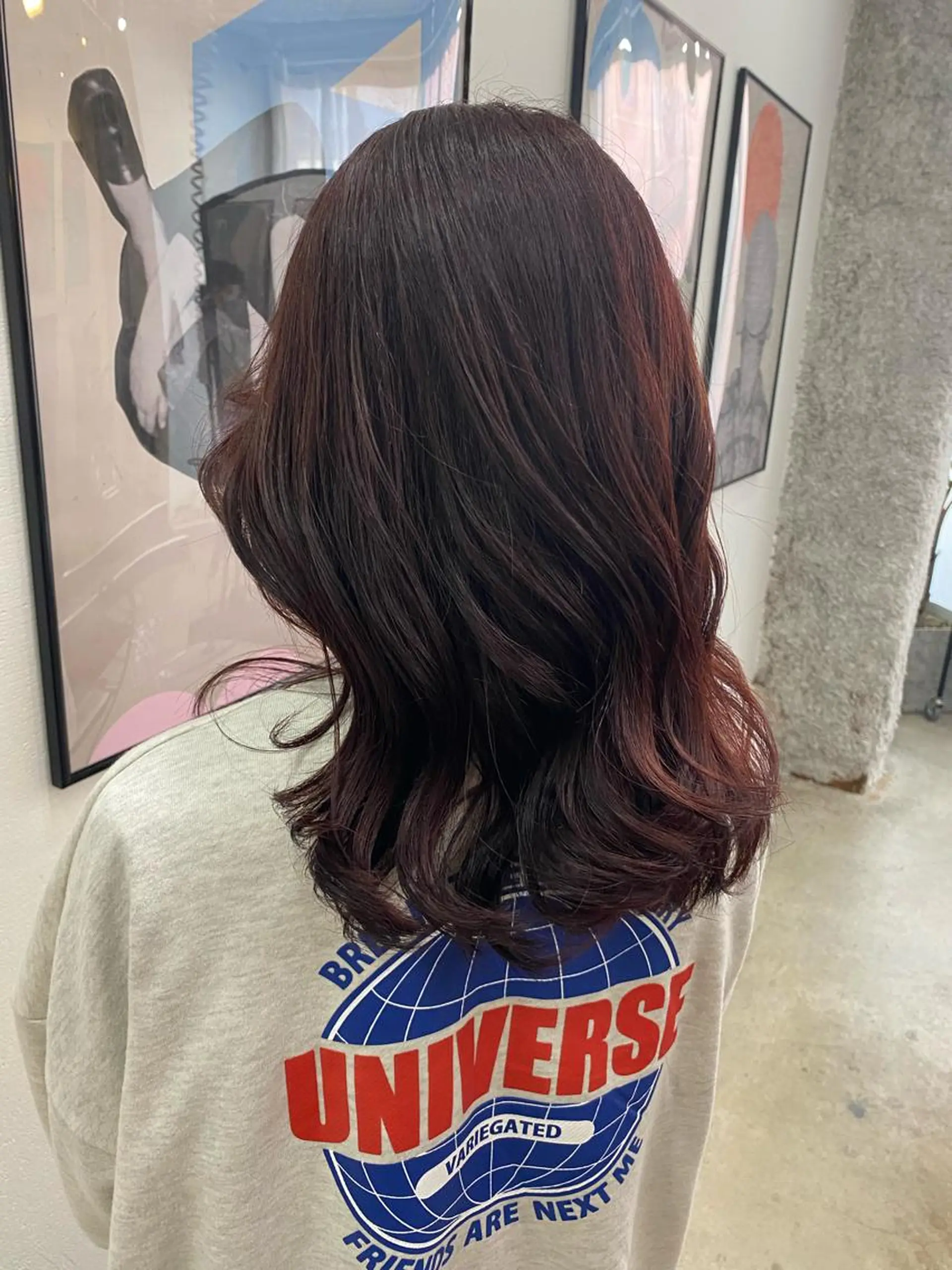 ミディアム カラー ピンクカラー 顔周りカット 暖色カラー/天神/ ヘイマサクラのヘアスタイル