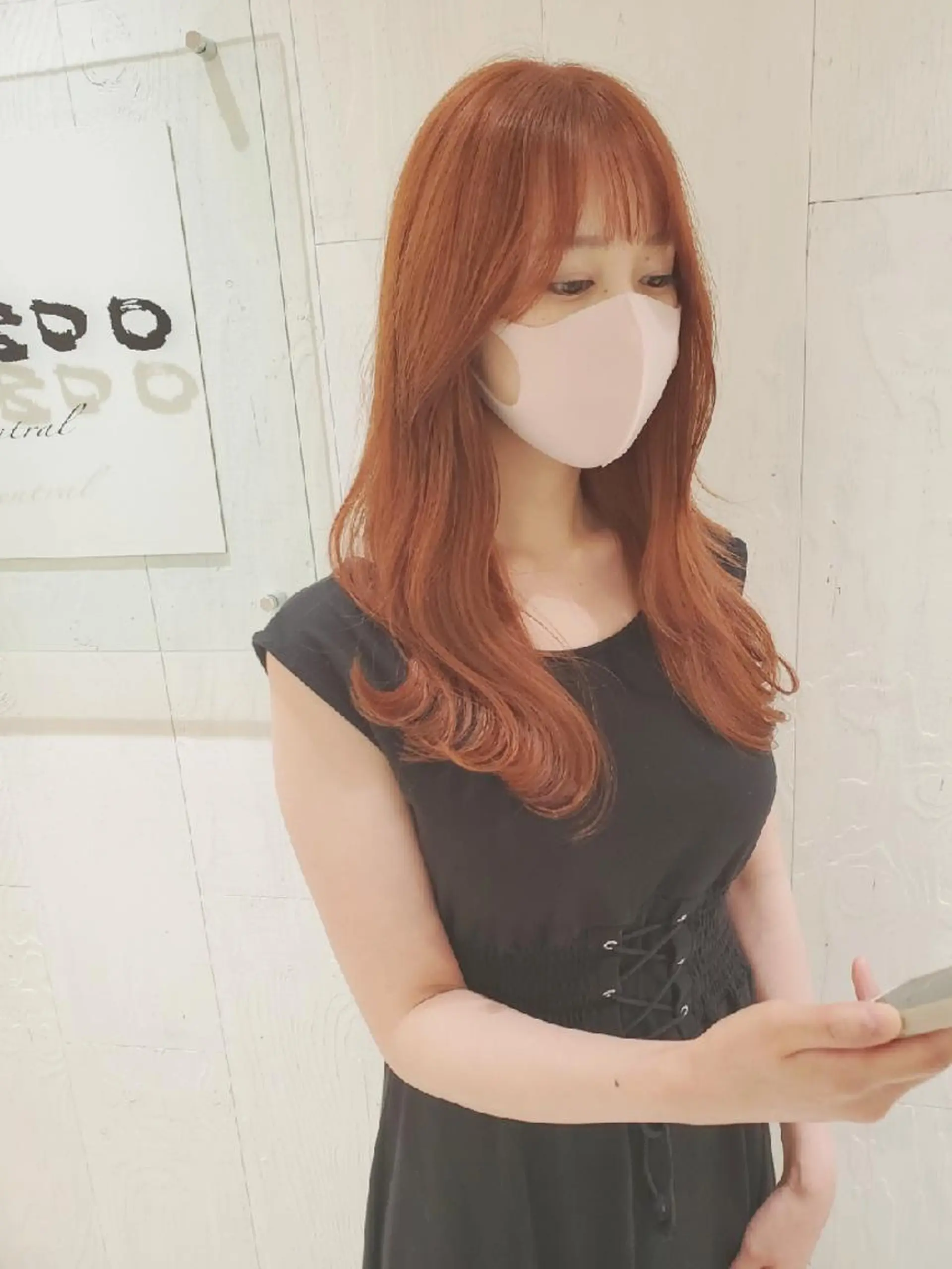 セミロング カラー ベージュカラー オレンジ オレンジベージュ ヨシンモリ 韓国風ヘア ヘアカラー トリートメント レイヤーカット/ ウルフカット/大橋 のヘアスタイル