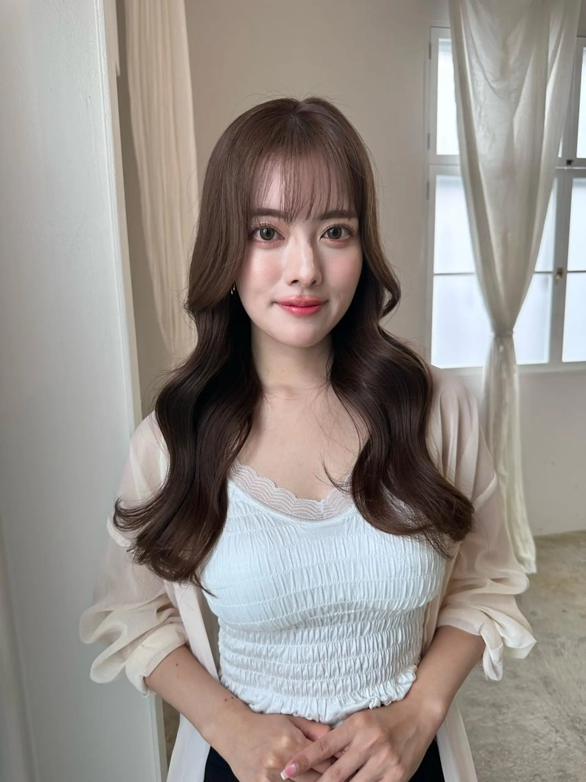 ロング カラー カット ヘアカラー トリートメント 小顔カット✨ 透明感カラーのヘアスタイル