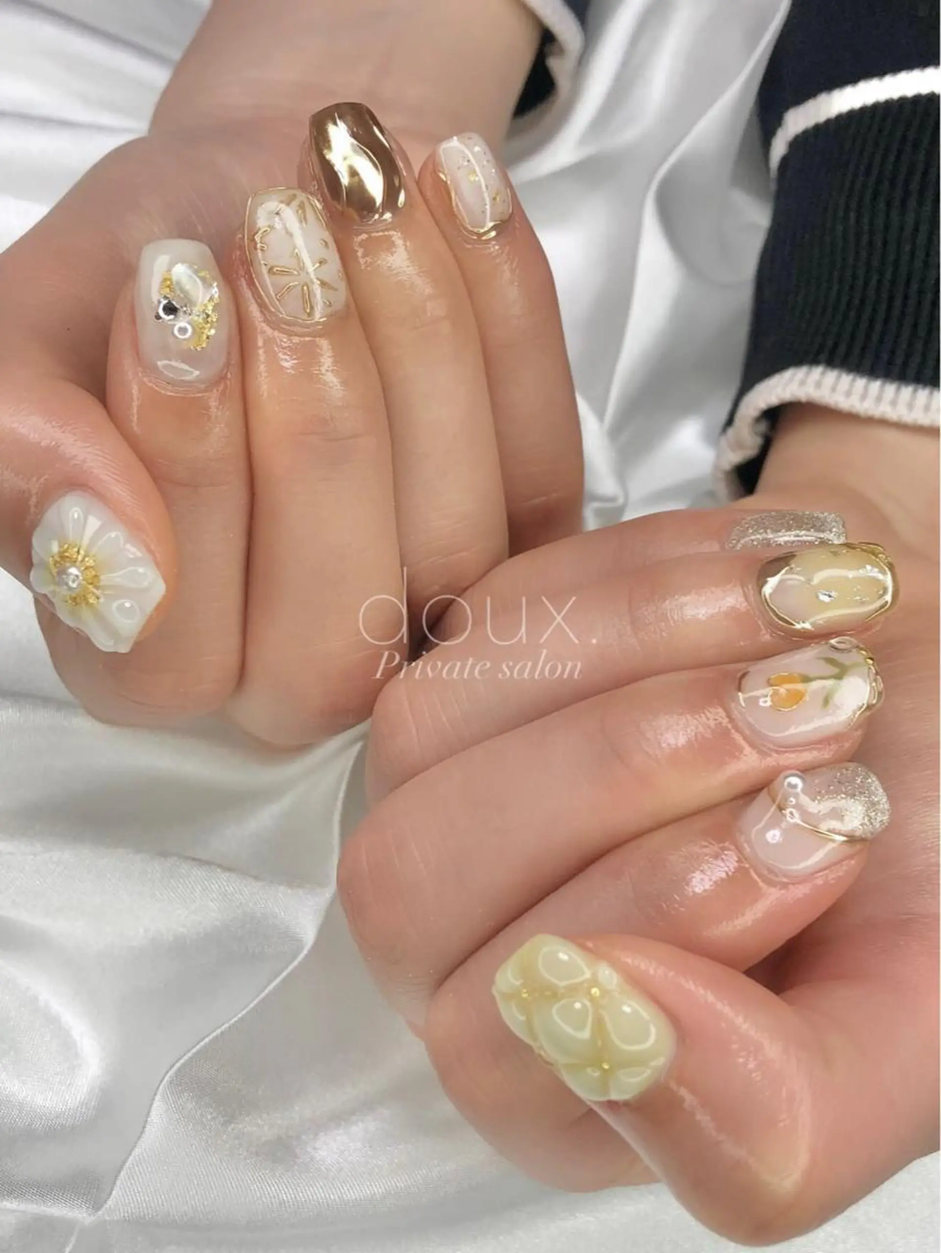ネイル ピンク 春ネイル 黄色 doux. nailのネイルデザイン