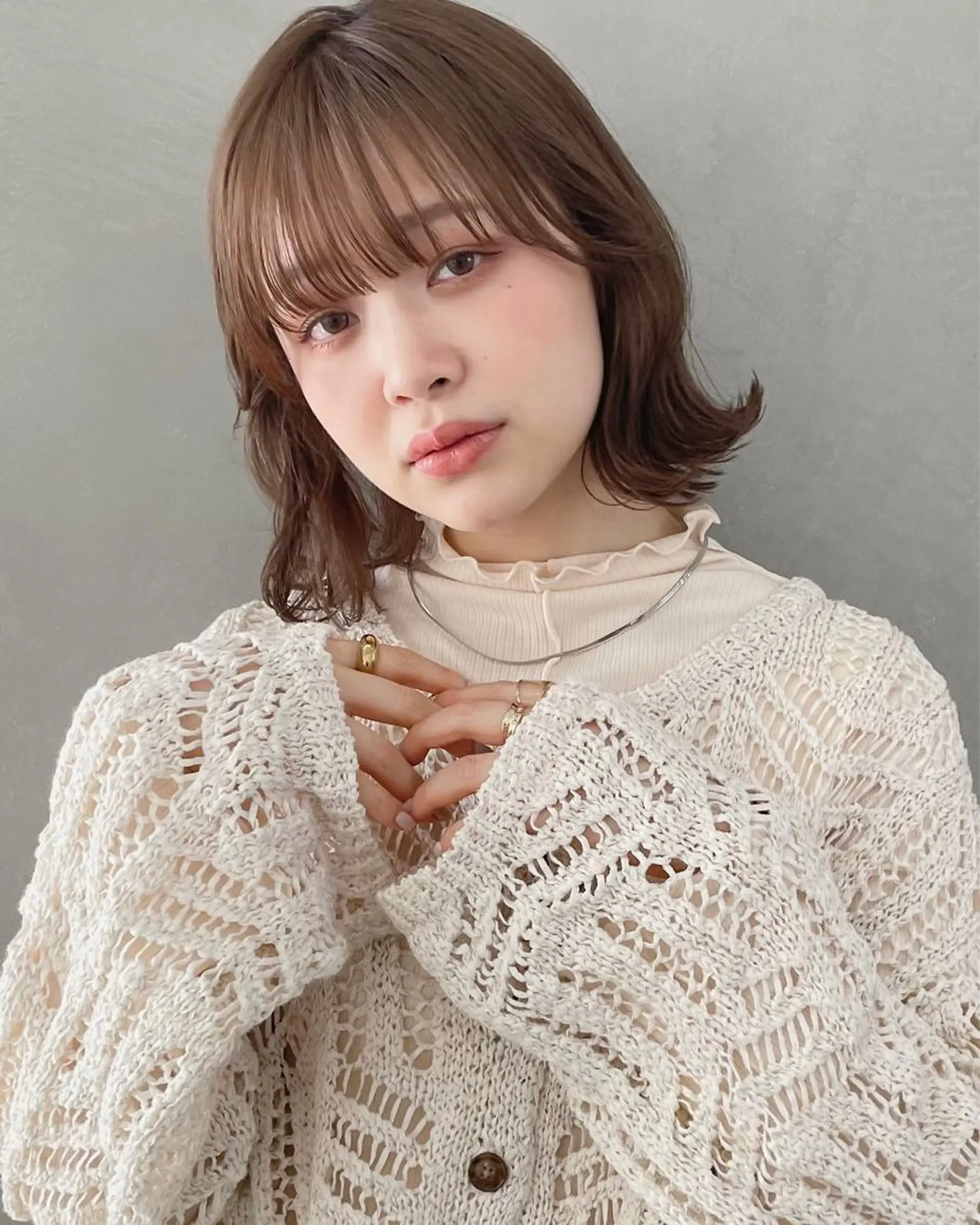 ミディアム 切りっぱなしボブ ボブ 外ハネヘア カット ヘアカラー 【ボブ/個室サロン】 癒し空間mimuraのヘアスタイル