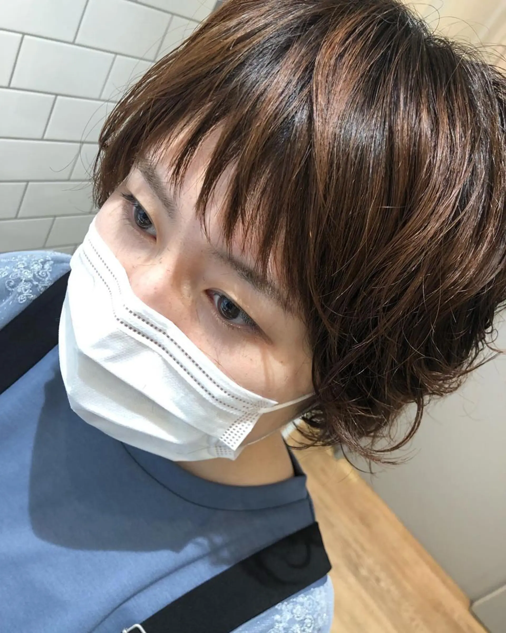 ミディアム カラー ミディアムパーマ -5歳大人ﾊｲﾗｲﾄ ✨津嘉山のヘアスタイル