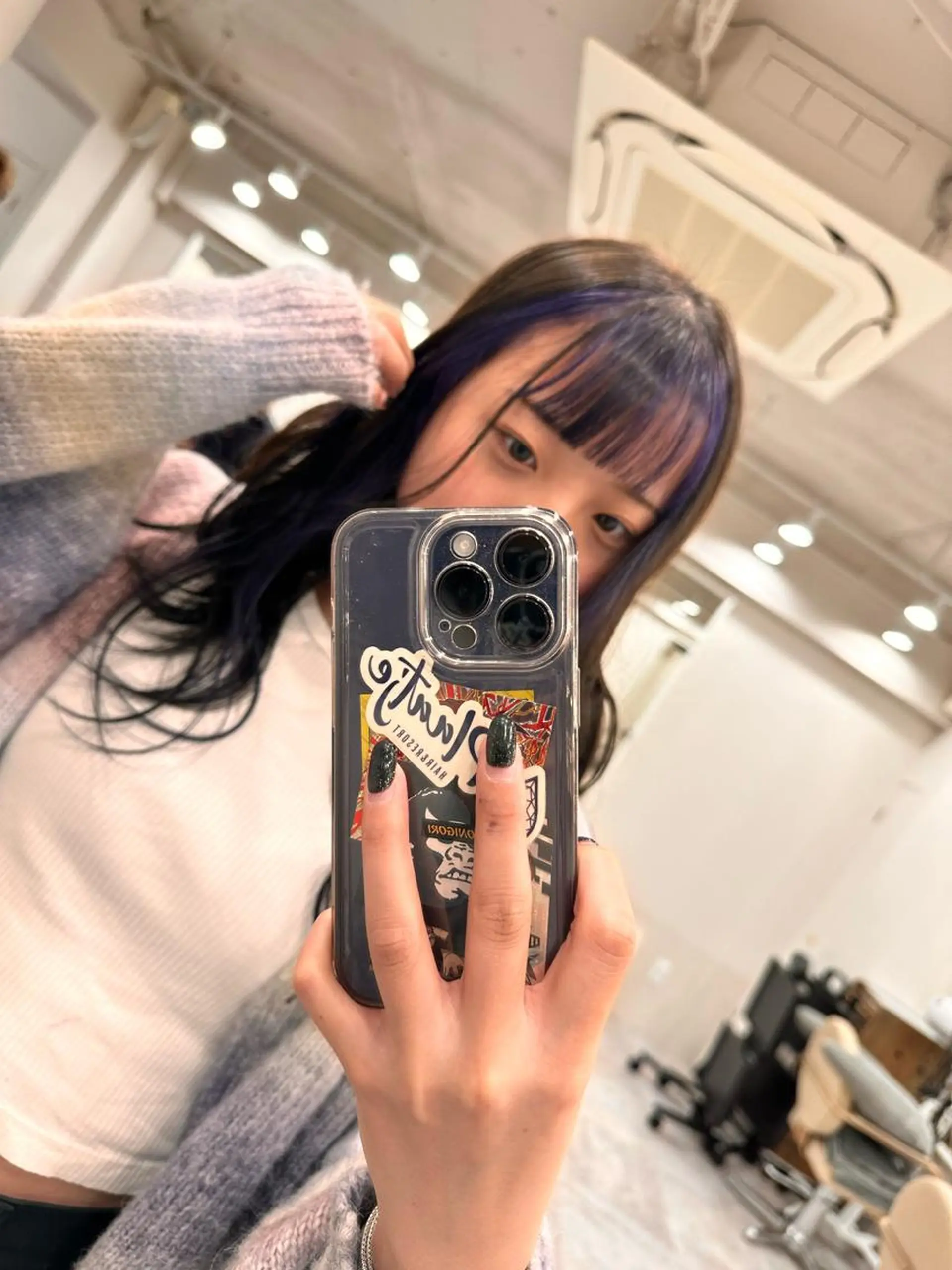 ショート カラー ミストバング  フェイスフレーミング ボブ、レイヤー、 ハイトーン、古淵のヘアスタイル