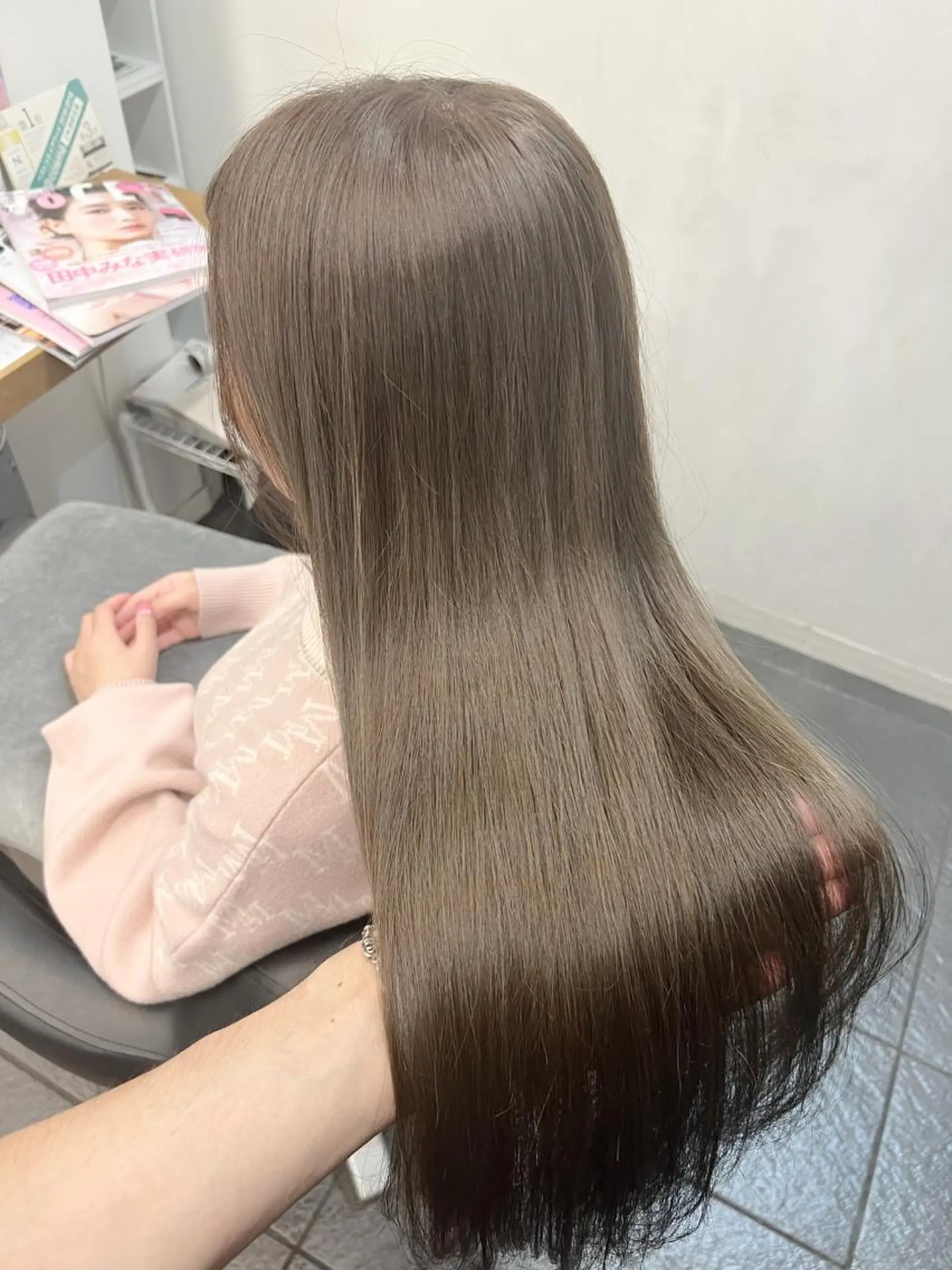 カラー ブリーチ グレージュ ブリーチなしカラー ヘアカラー トリートメント ヘッドスパ グレージュ/髪質改善 Yamato.hのヘアスタイル