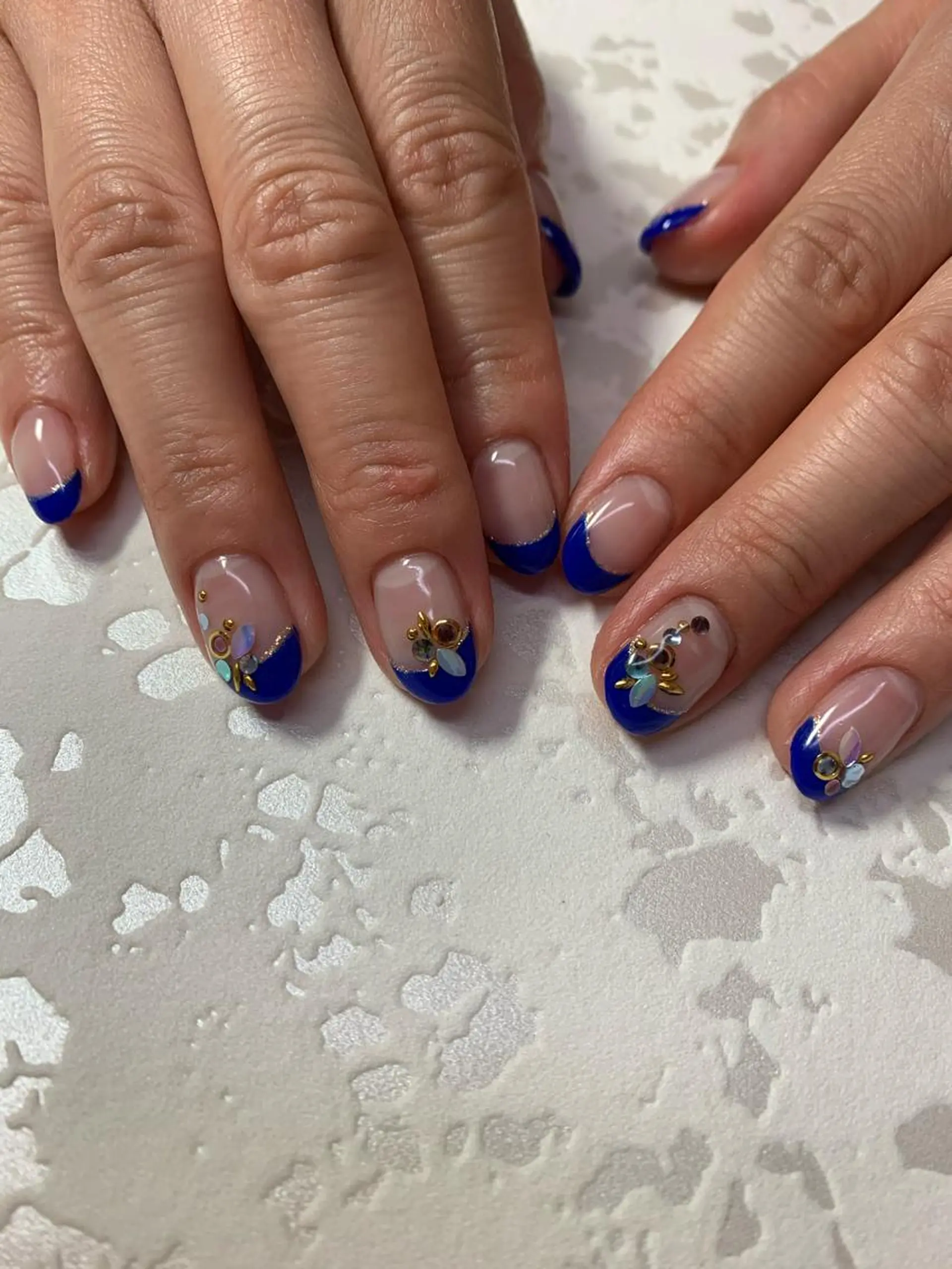 ネイル アートネイル ブルー フレンチネイル ストーンネイル oco nailのその他イメージ