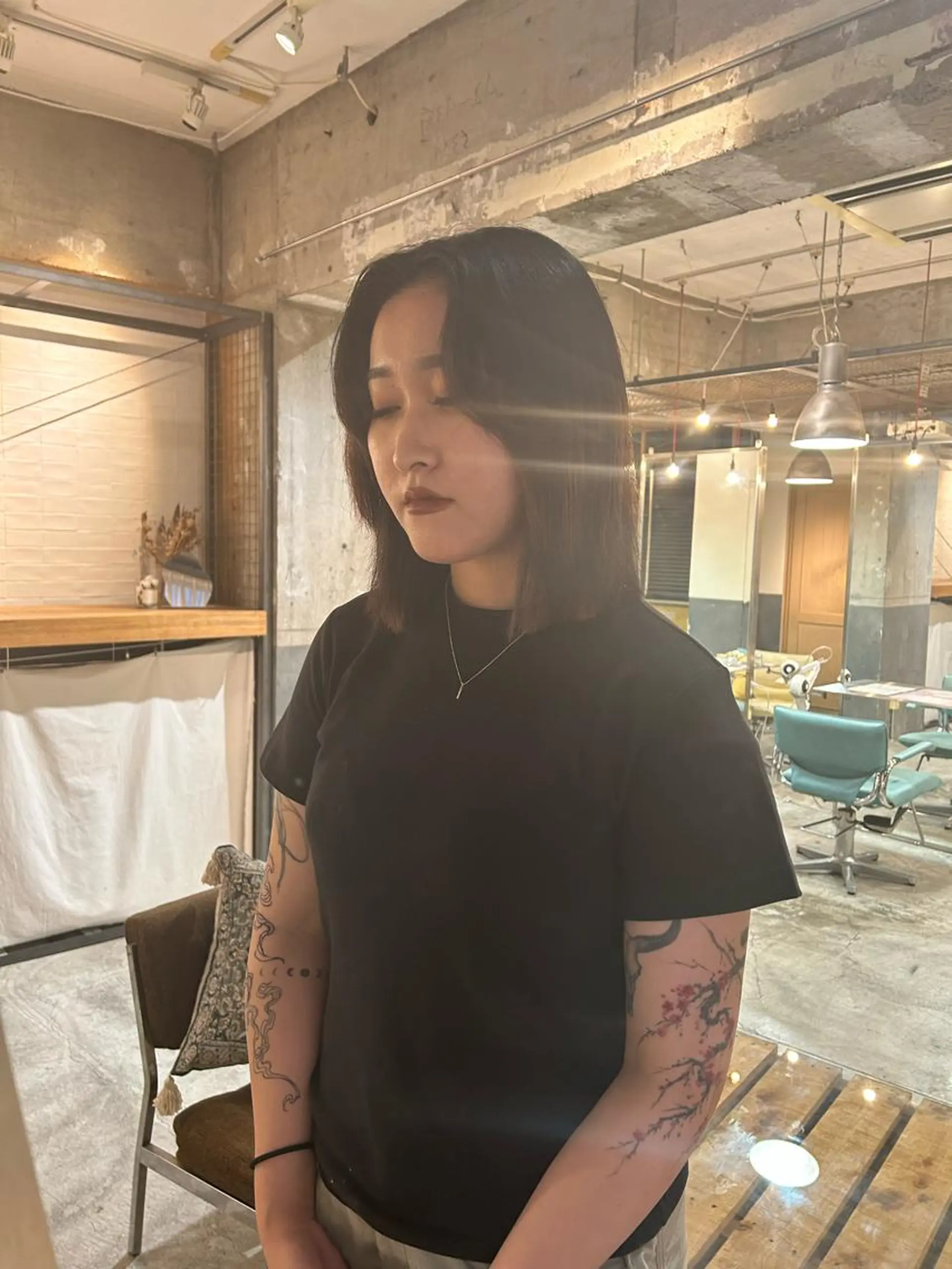 ミディアム カラー 黒髪 ブルーカラー ブルーブラック ボブ カット ヘアカラー ショートカット募集中 /NAGISAのヘアスタイル