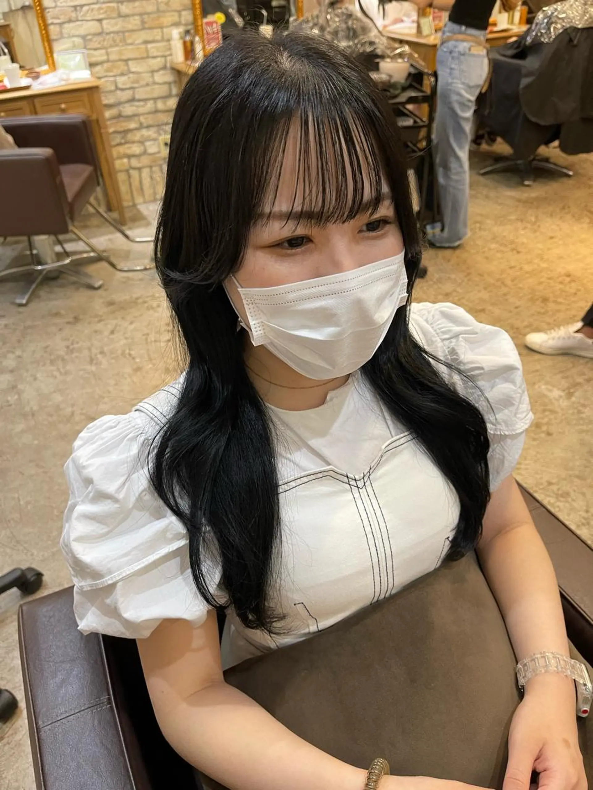 ロング カラー 黒髪 ブルーカラー ブルーブラック くびれヘア ハイレイヤー カット ヘアカラー トリートメント 🫧chinatsu 🫧のヘアスタイル