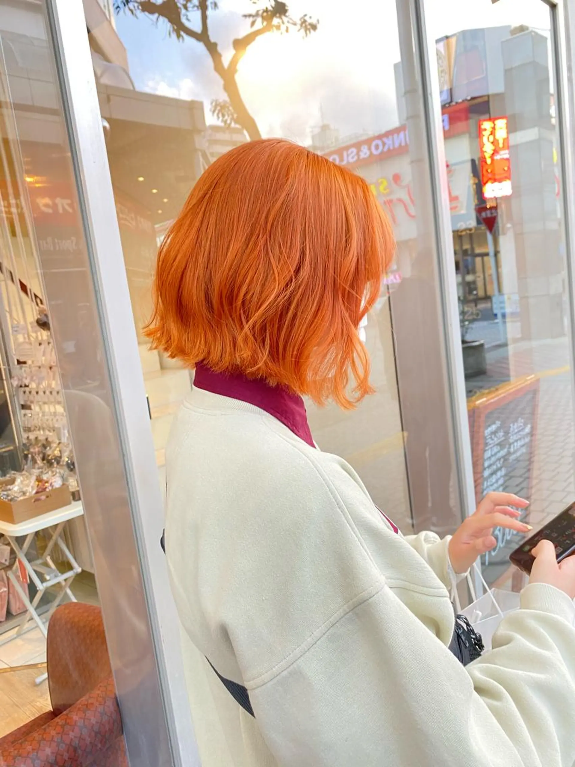 ショート カラー オレンジ ヘアカラー mori  by little所属・デザインカラー✨新倉 佑奈のヘアスタイル