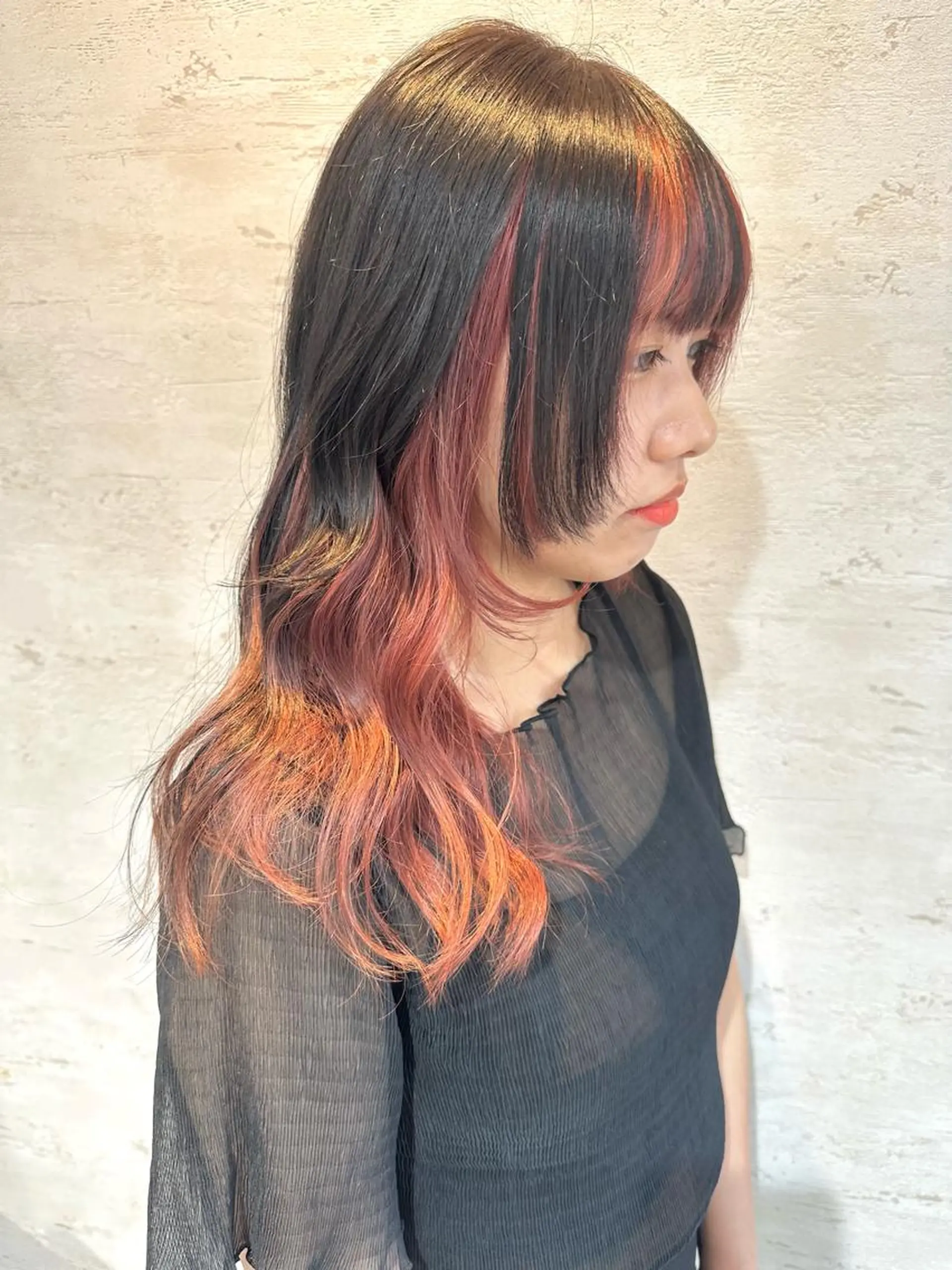 ロング カラー レッドカラー カット ヘアカラー トリートメント 2nd所属・🤍2nd🤍田所 美希のヘアスタイル