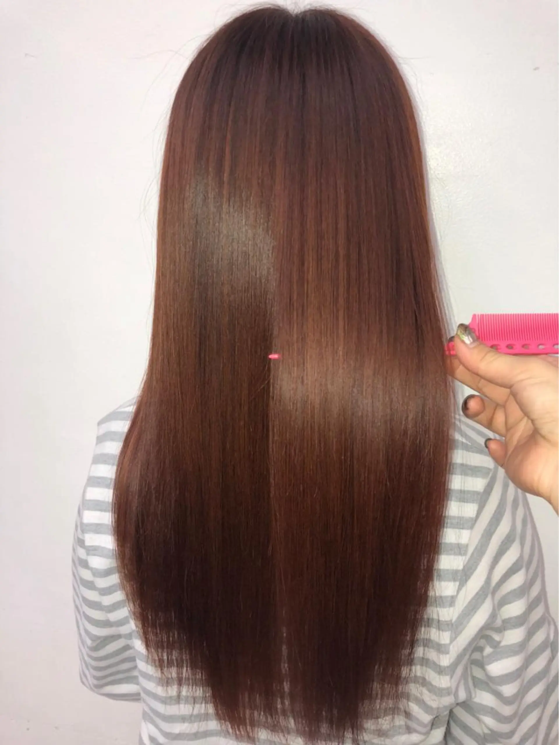 ロング カラー パーマ トリートメント 白髪ぼかしハイライト めさきすずなのヘアスタイル