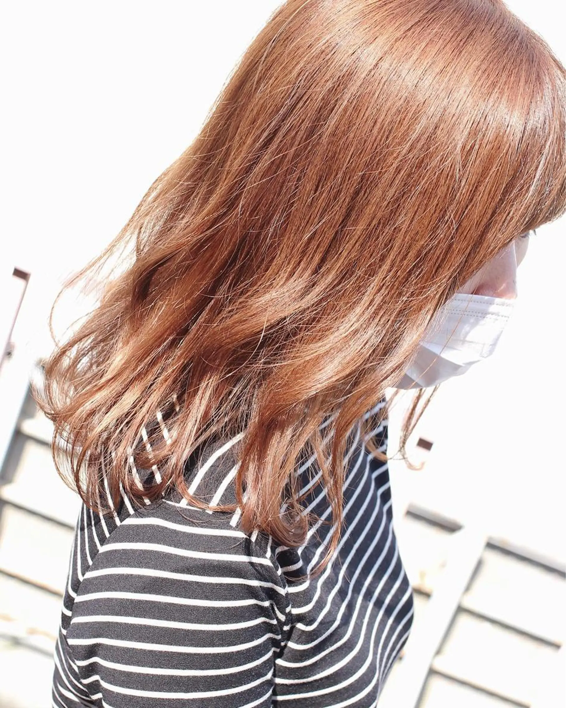 ミディアム カラー ブリーチ ブリーチなしカラー オレンジ ヘアカラー 土居 正季のヘアスタイル