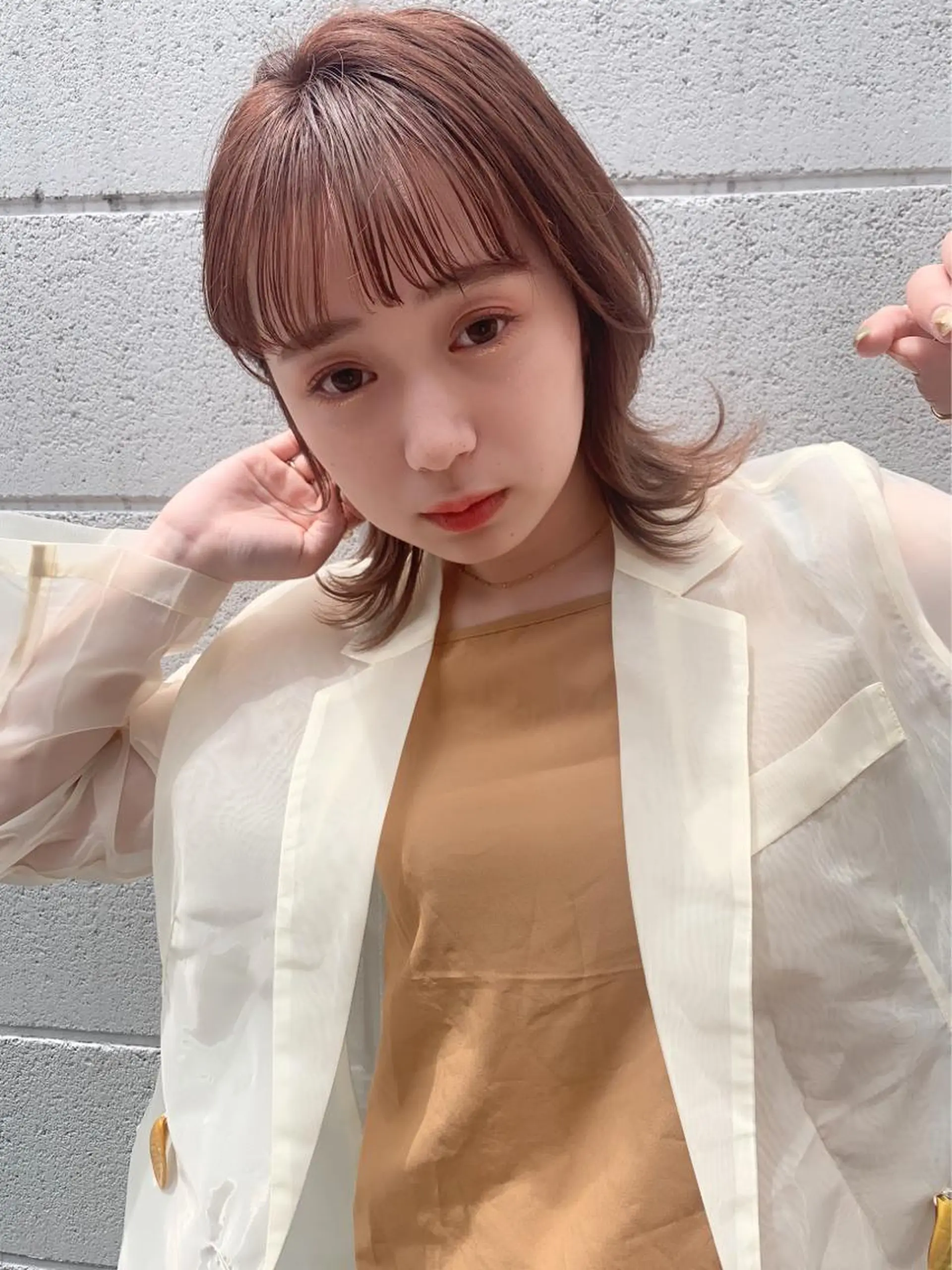 ミディアム カラー ベージュカラー ハイライトカラー くびれヘア ハイライト ウルフカット 髪質改善カラー☆ ヘアアレンジmiyuのヘアスタイル