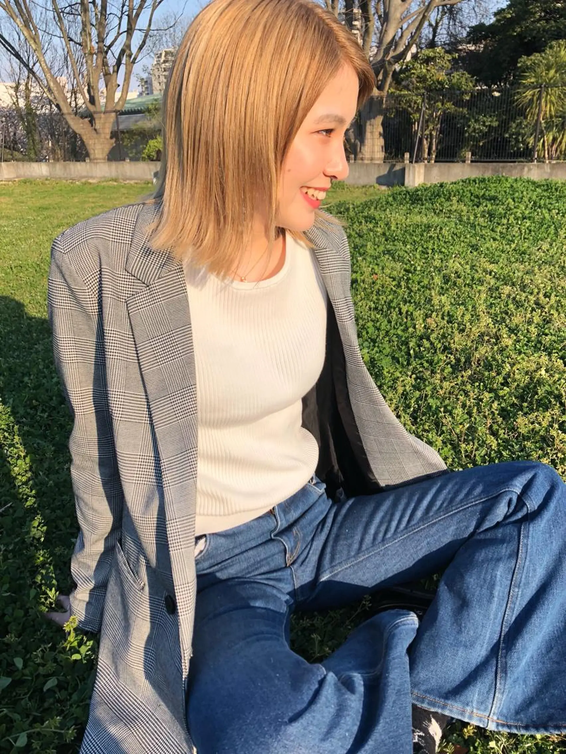 ミディアム カラー ブロンド 外国人風カラー Pia hair Design Yakuin所属・Pia ツボイ ケイタのヘアスタイル