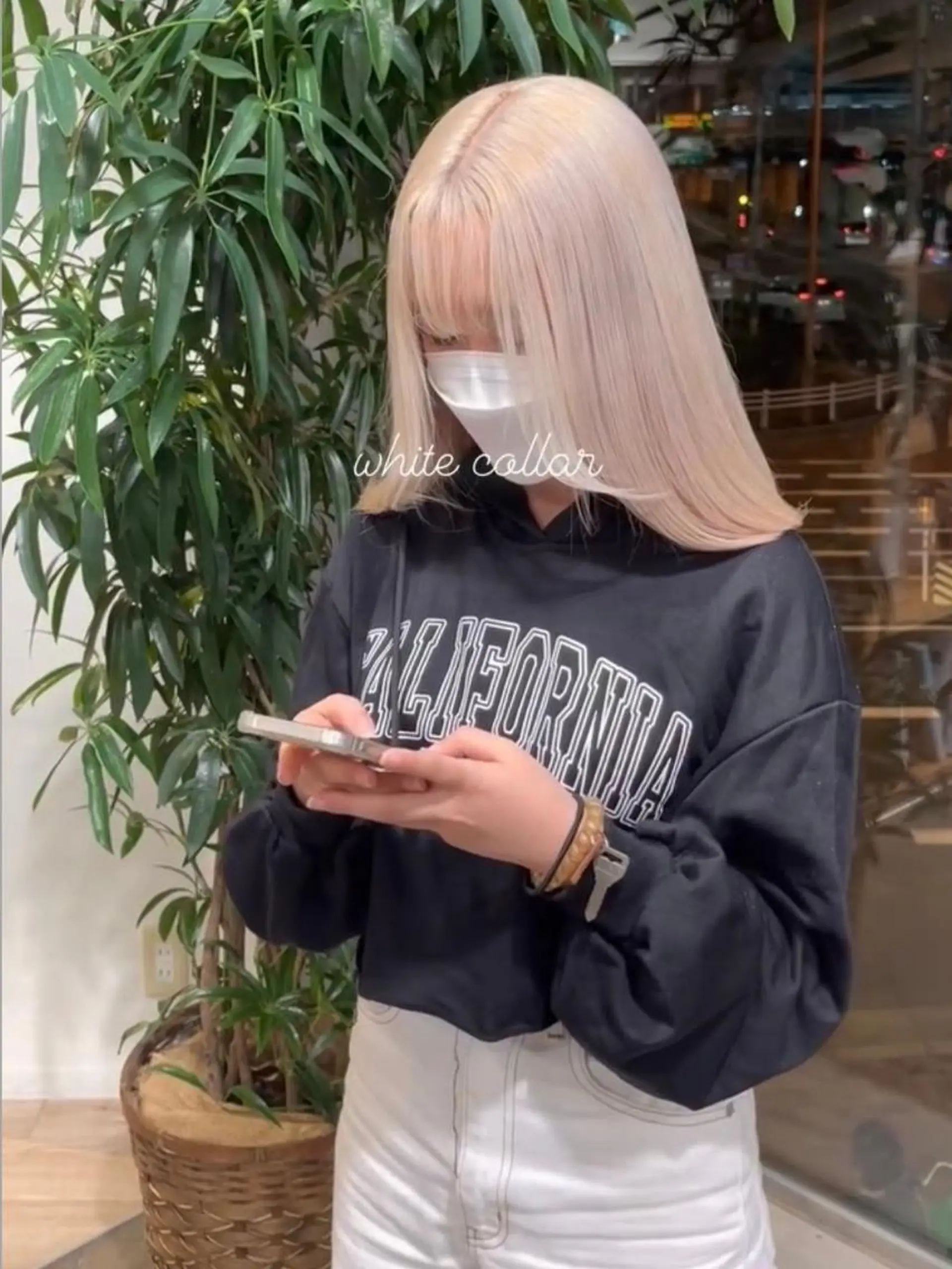 ミディアム カラー ショートボブ ミディアムパーマ バレイヤージュ ブリーチ ケアブリーチ 江坂エリア最安値◎ ブリーチ*土田のヘアスタイル