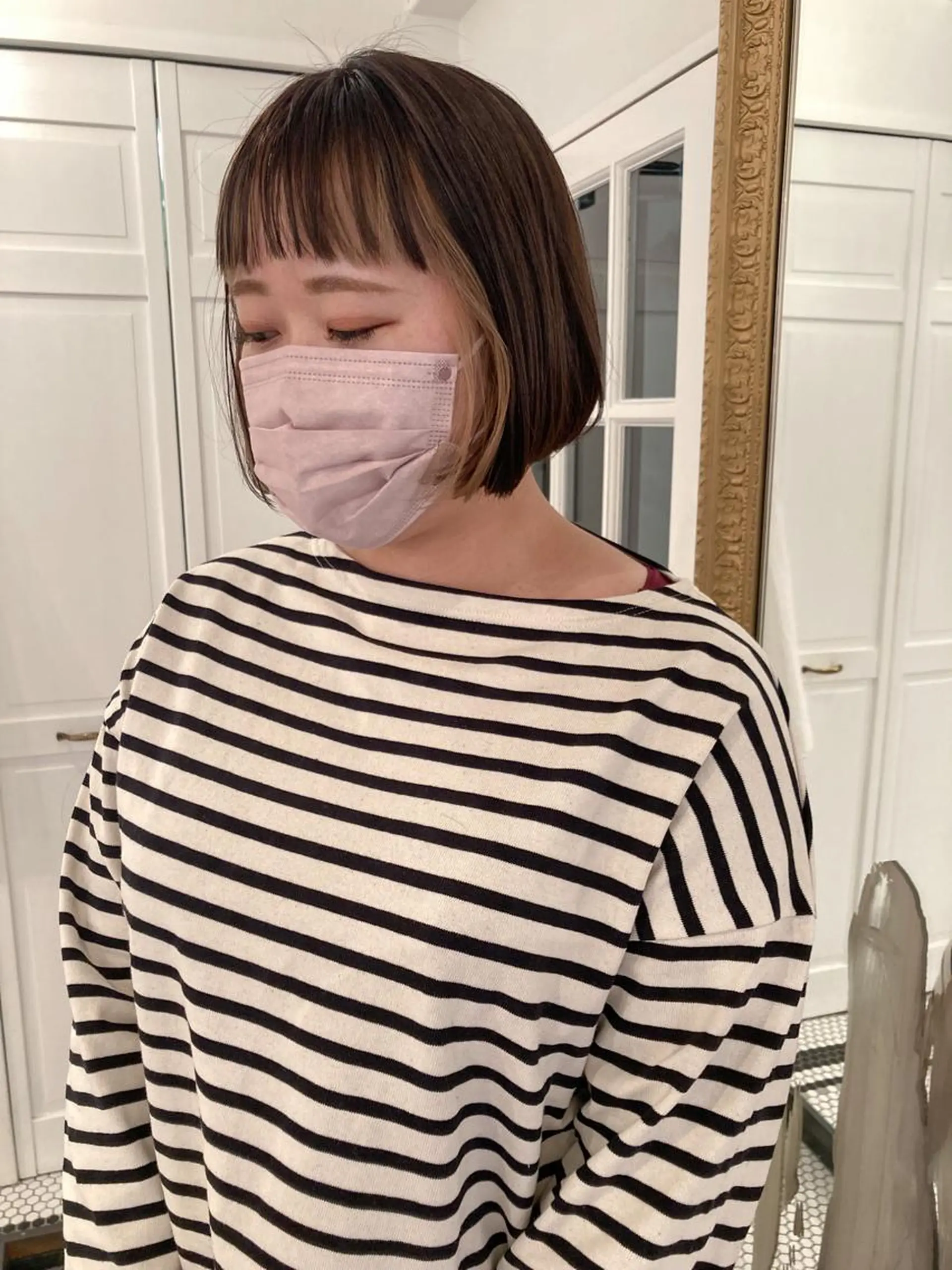 ショート カラー インナーカラー ボブ カット ヘアカラー お洒落ベージュ🤎 代官山shibukiのヘアスタイル