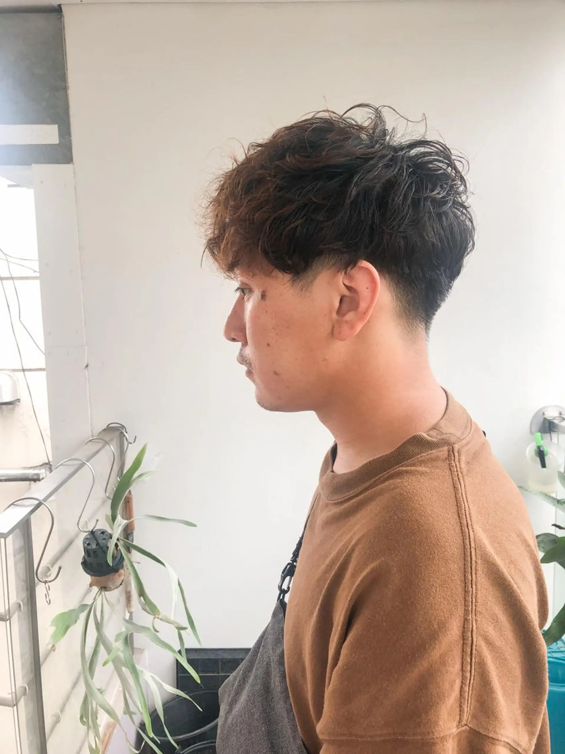 パーマ メンズ オールバック センターパート フェードカット カルマパーマ マッシュ ツイスパ/波巻き対応 メンズ特化　石川愛理のヘアスタイル