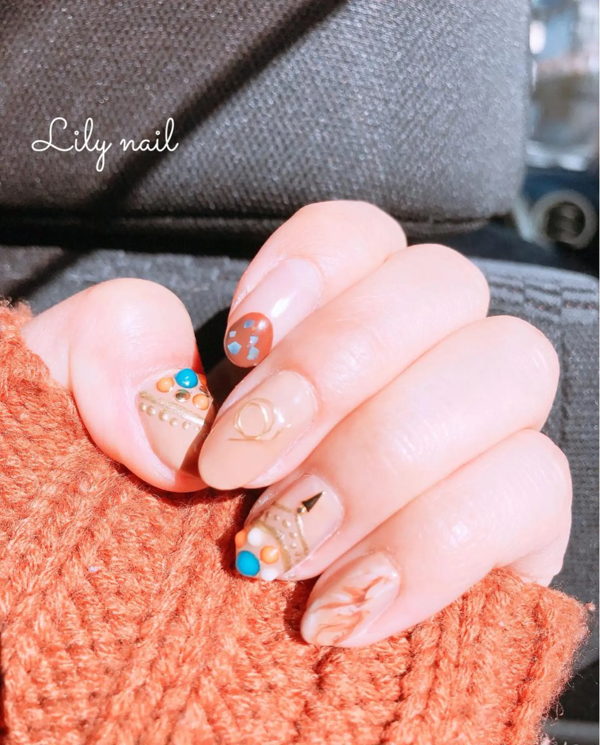 ネイル べっ甲ネイル ブルー ボルドー グラデーション ニュアンスネイル tink 横浜店所属・Tink 横浜のネイルデザイン