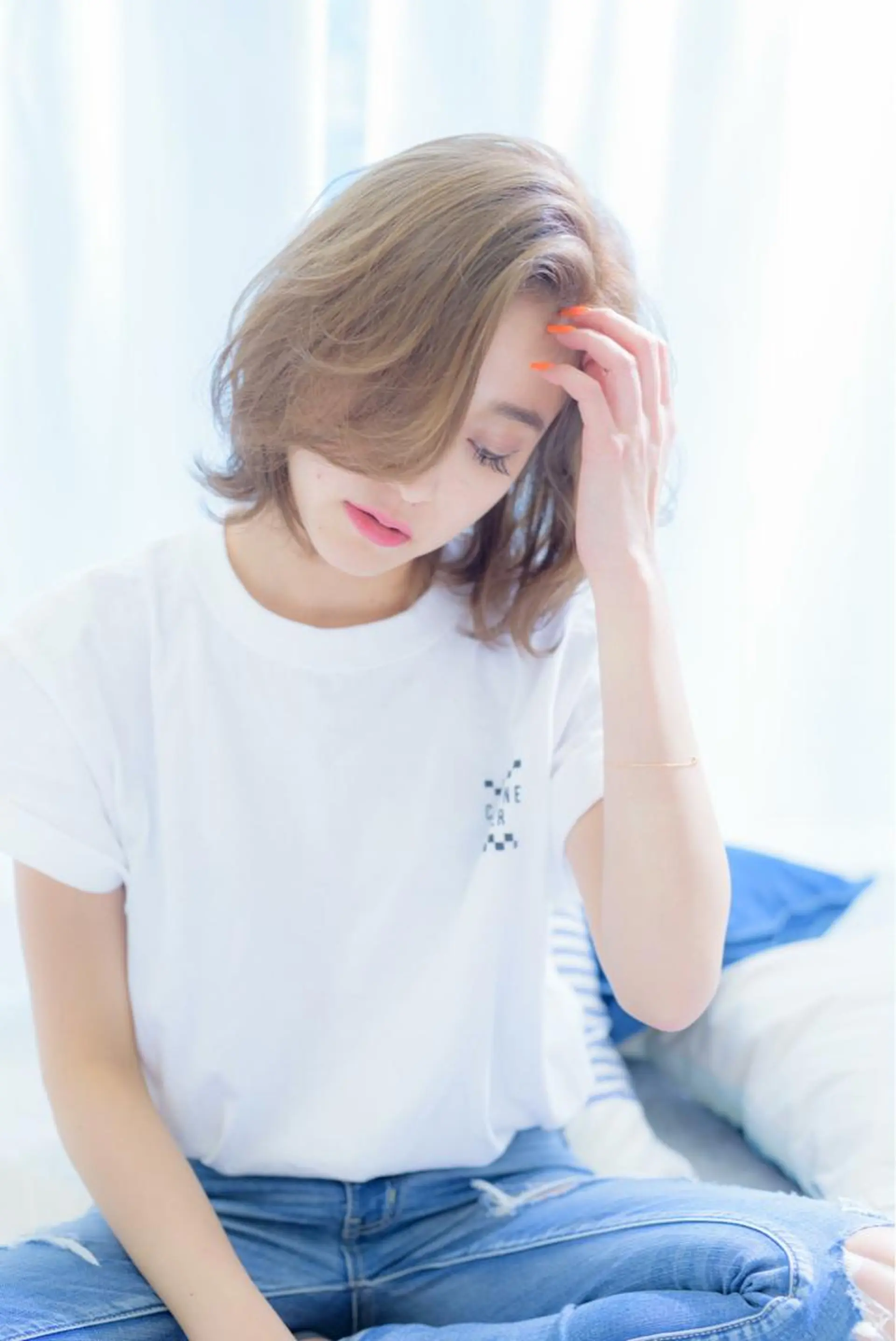 ミディアム カラー パーマ ヘアアレンジ ボブレイヤー ベージュカラー ブリーチ 透明感カラー ボブ カット ヘアカラー トリートメント ヘアセット ✨ハイクオリティ✨ 山本香也のヘアスタイル