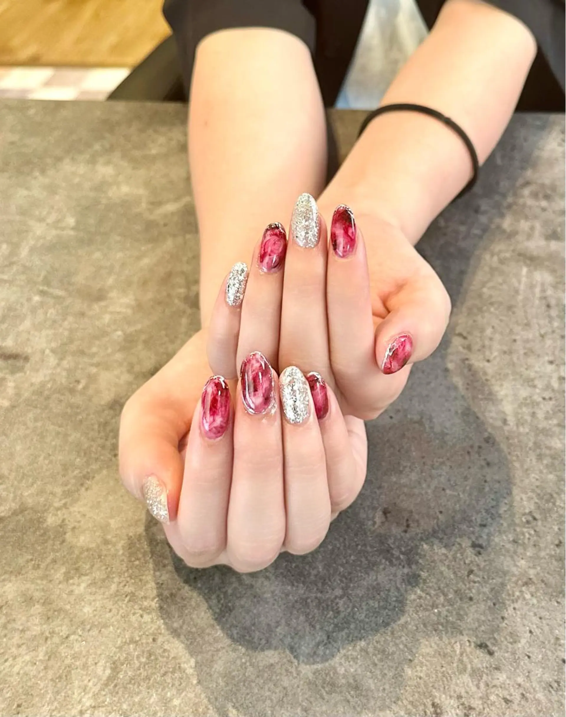 ネイル フラワーネイル フレンチネイル ジェルネイル ガラスフレンチ 大理石ネイル(マーブル) nail salon amanoのネイルデザイン