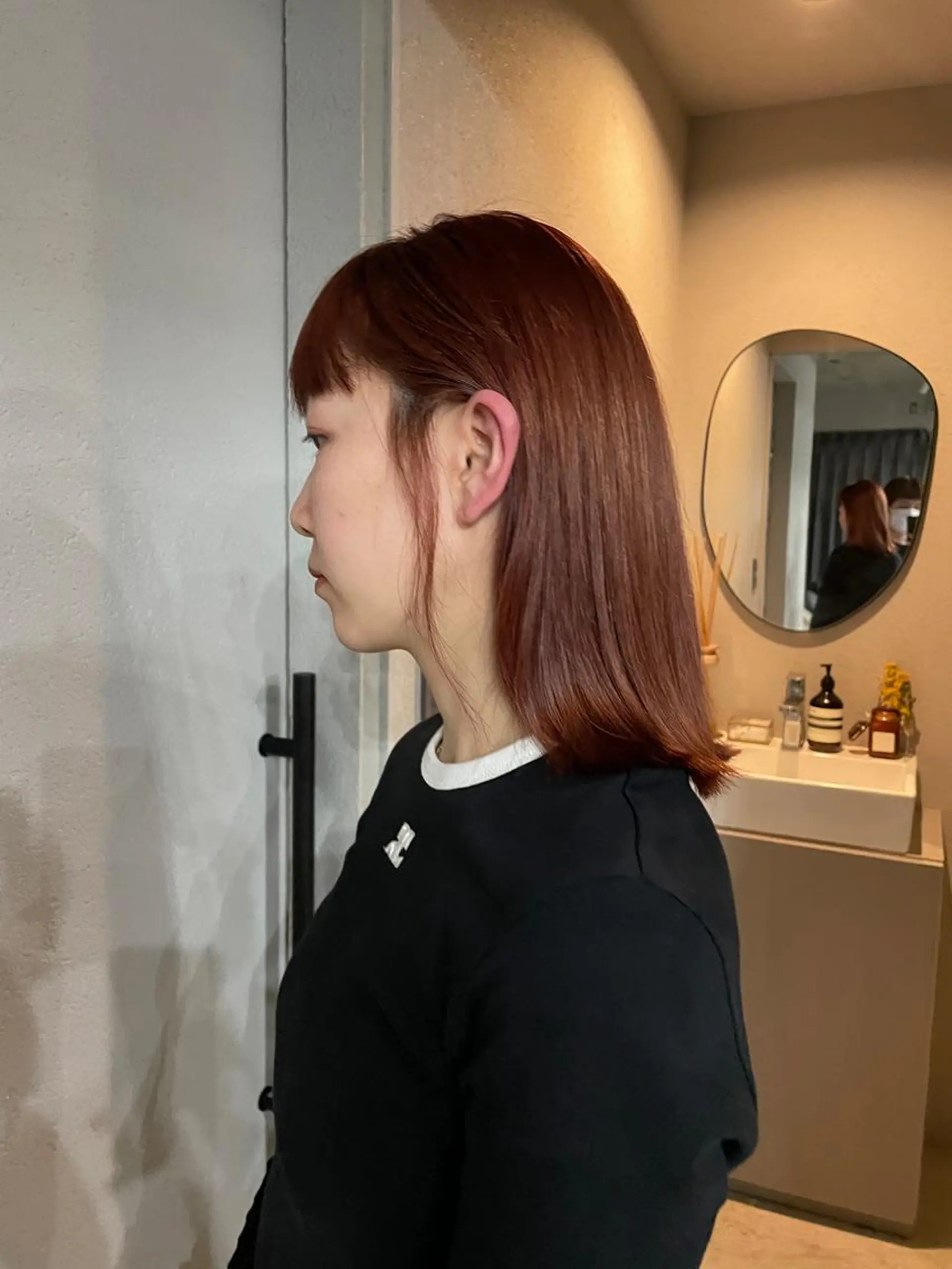 ミディアム カラー ブラウンカラー オレンジ オレンジブラウン ヘアカラー 吉田一輝 外国人パーマのヘアスタイル