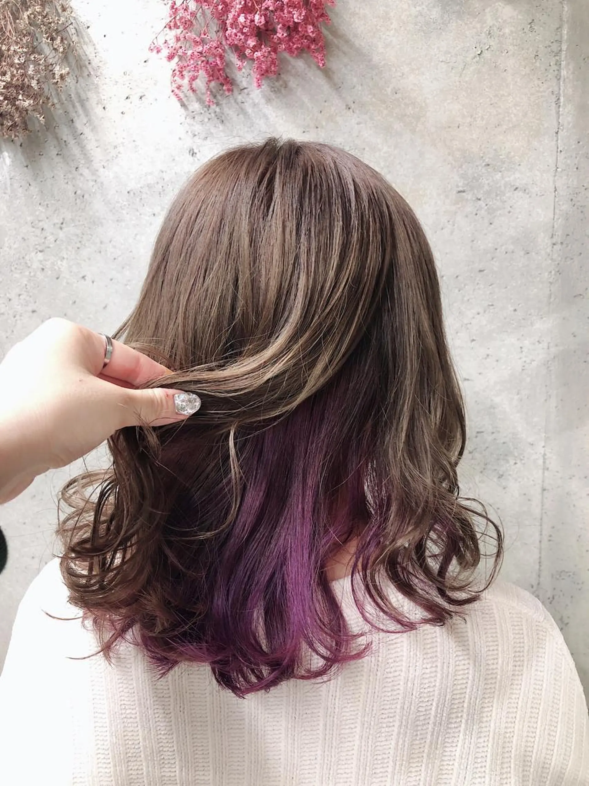 セミロング カラー ブリーチ パープルカラー ヘアカラー wakana 【ブリーチカラー】のヘアスタイル