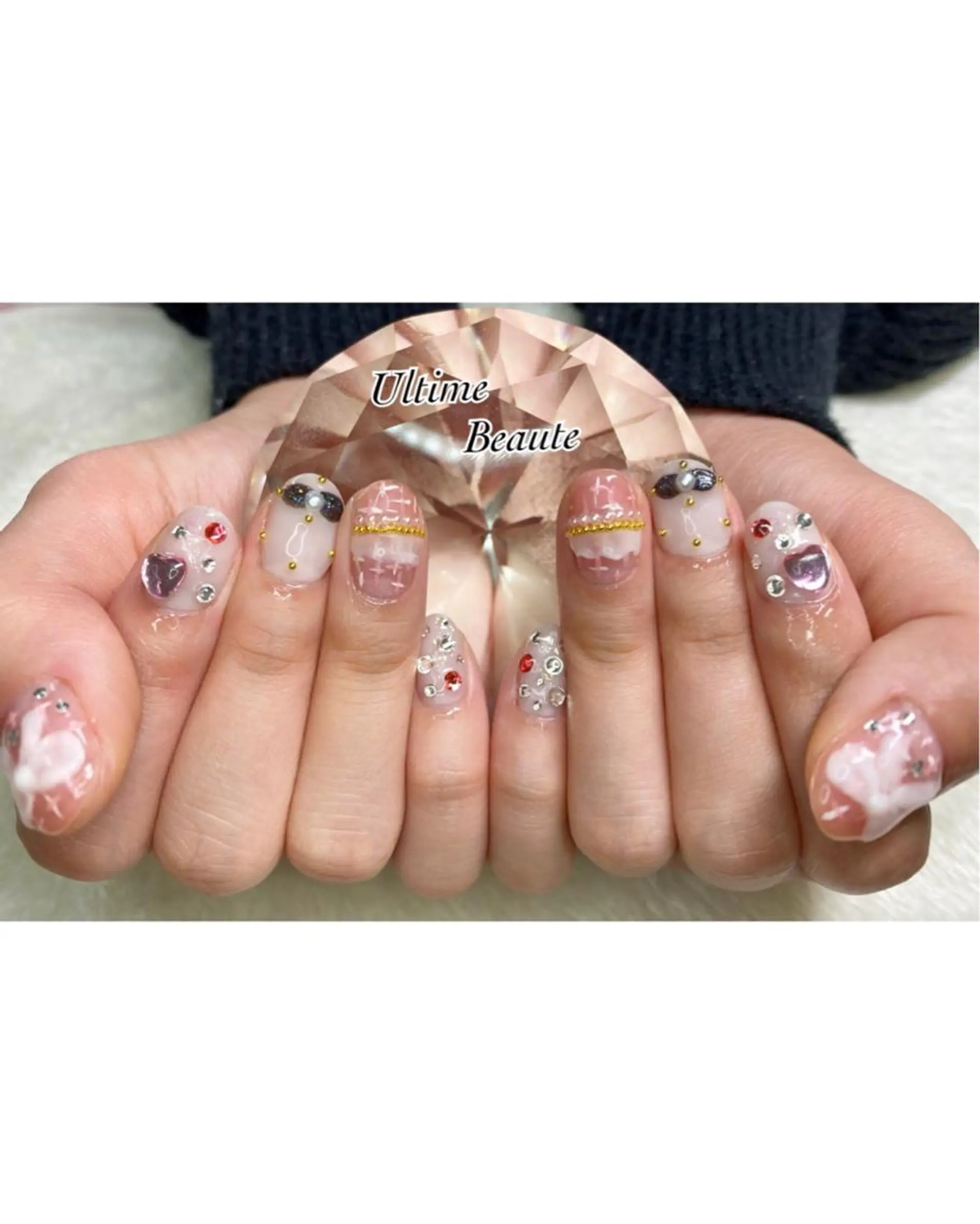 ネイル ハート リボン 石塚 亜矢加のネイルデザイン