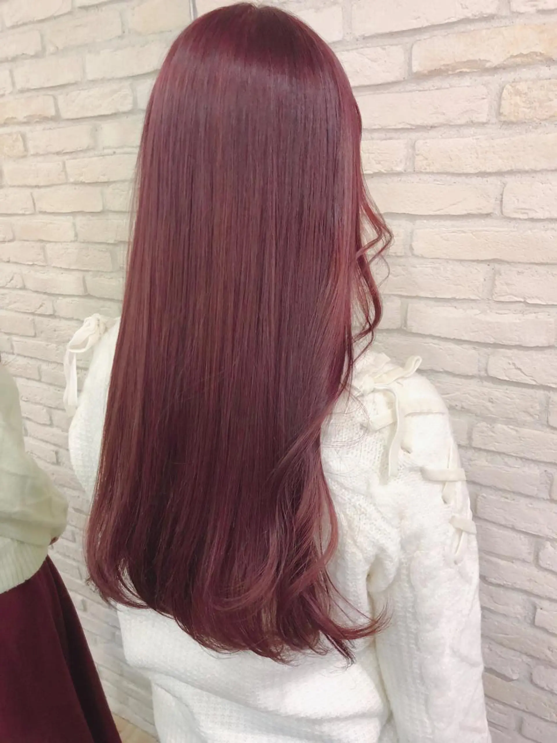 ロング カラー ブリーチ ボルドーカラー ピンクカラー HAUS 片山みほのヘアスタイル