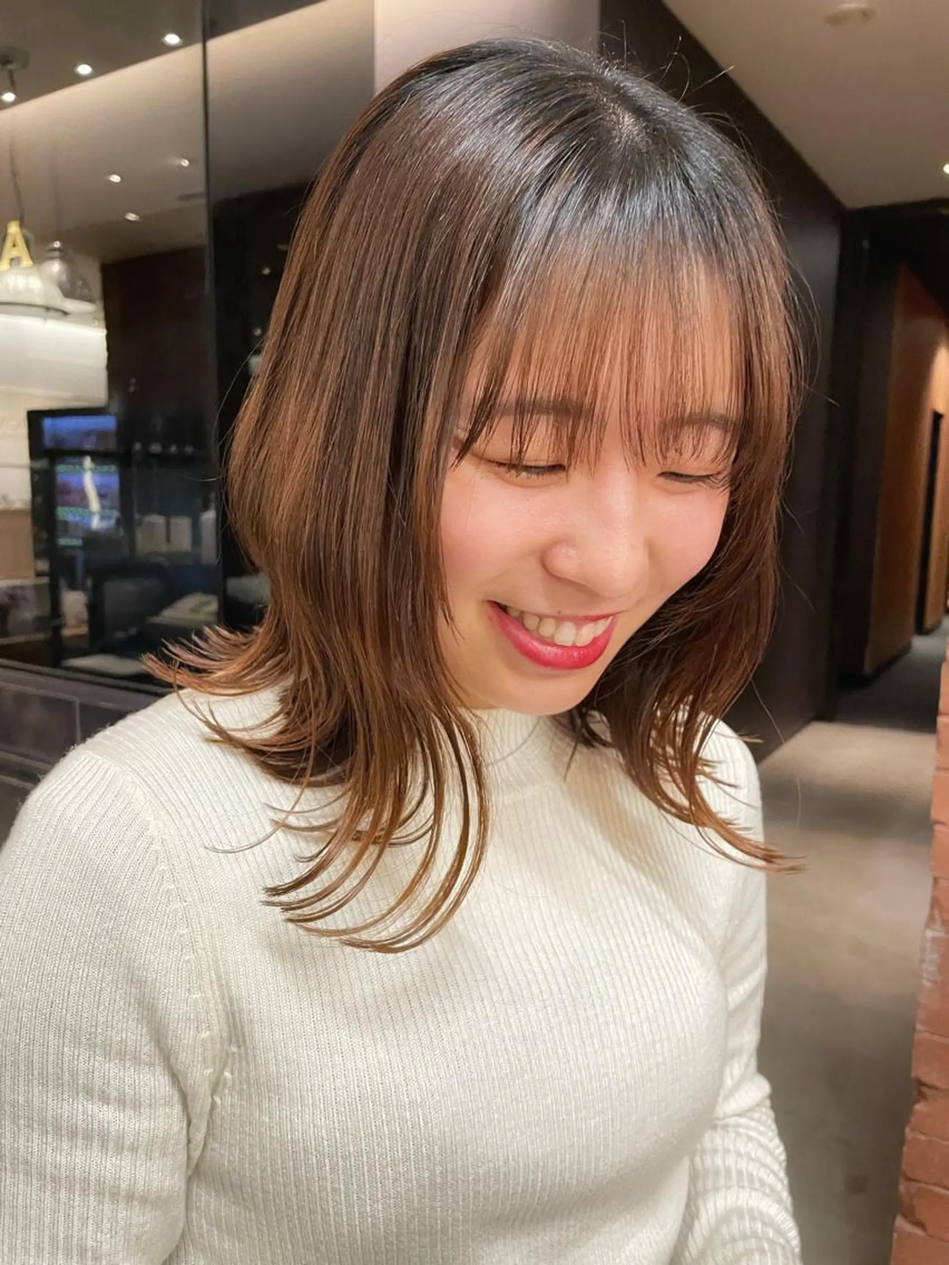 ミディアム くびれヘア 富永 美玖のヘアスタイル