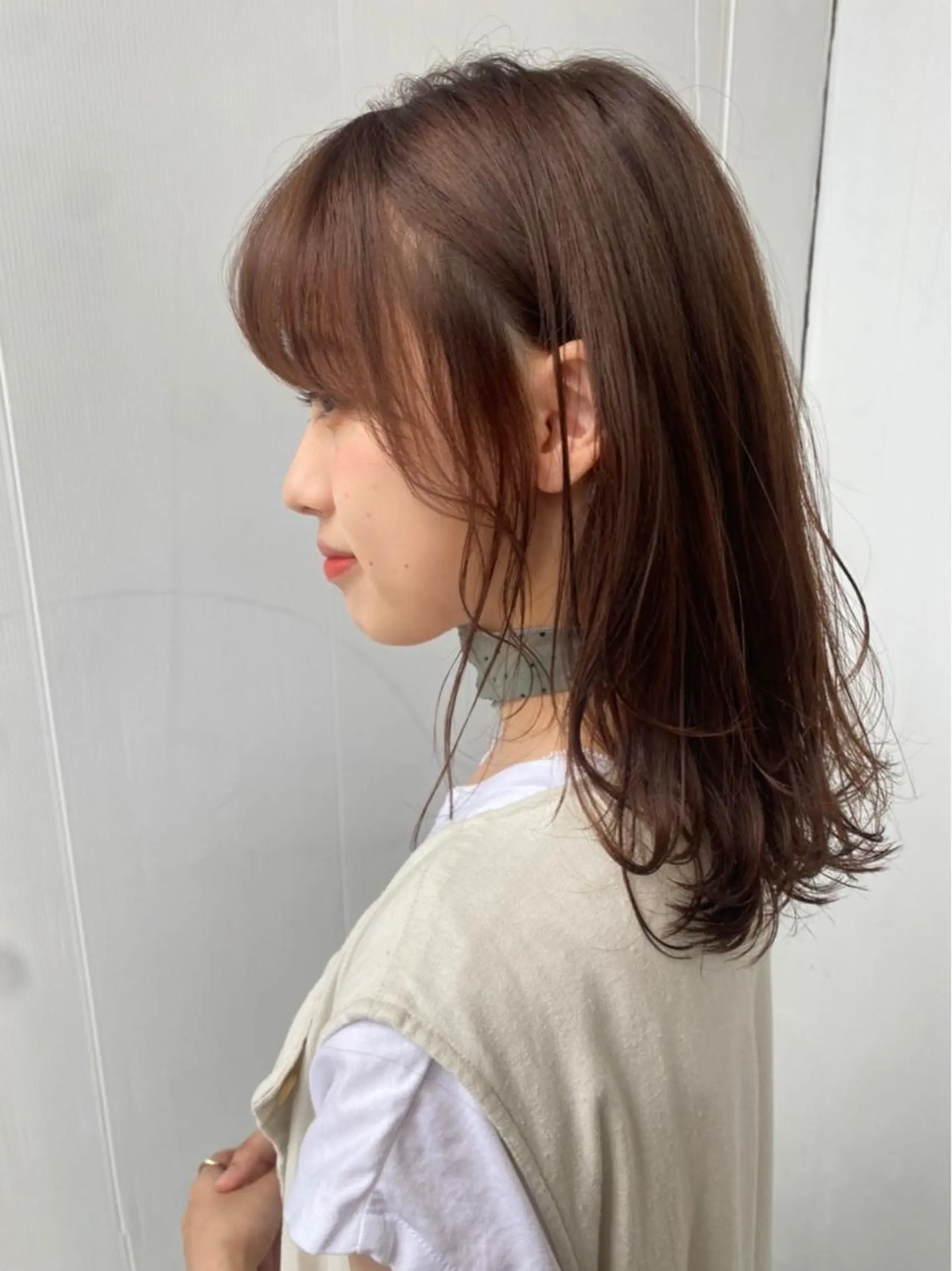 ミディアム カラー パーマ 藤原 侑香のヘアスタイル