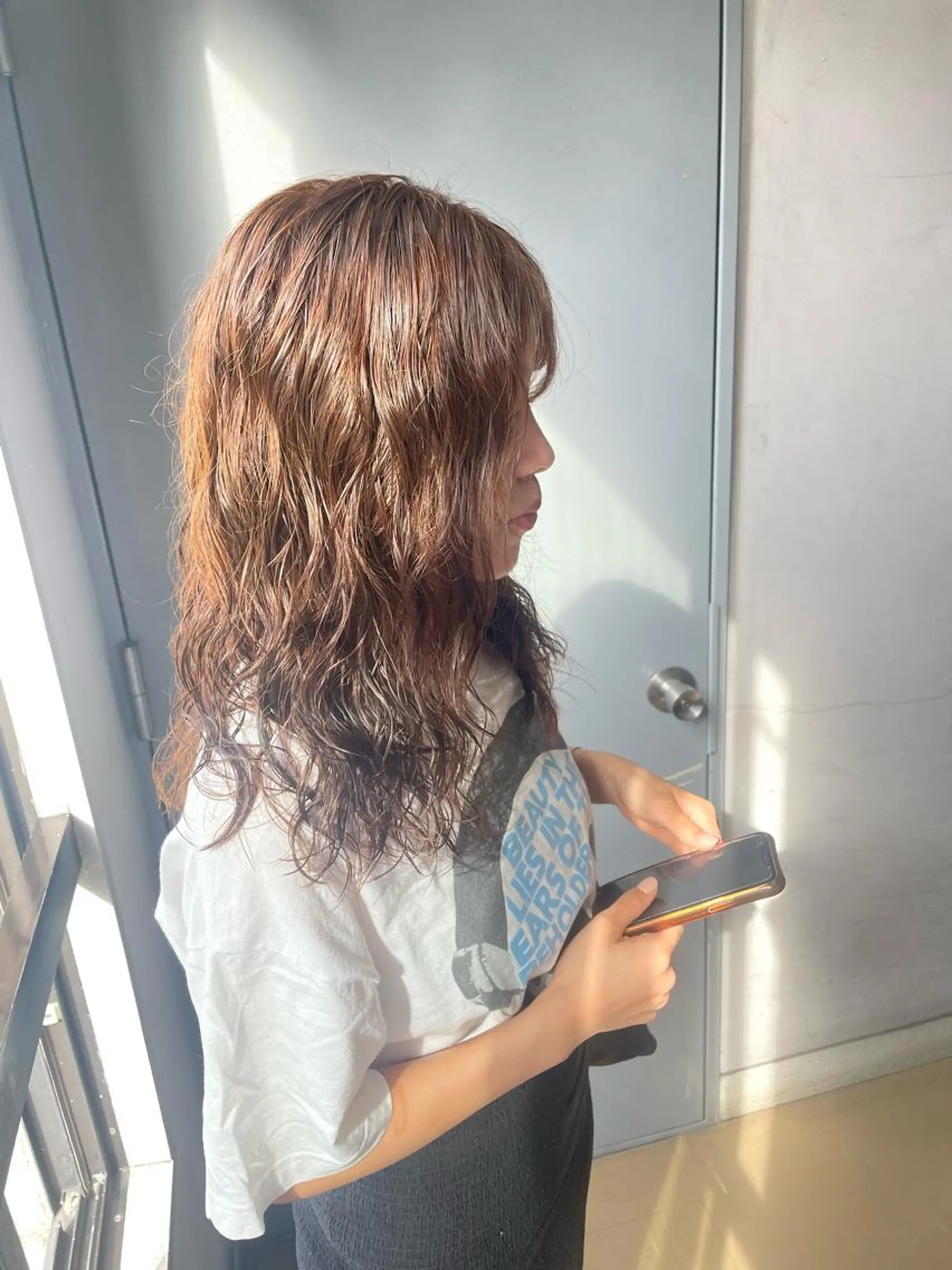 ロング カラー パーマ RIN／韓国ヘア レイヤーカットのヘアスタイル